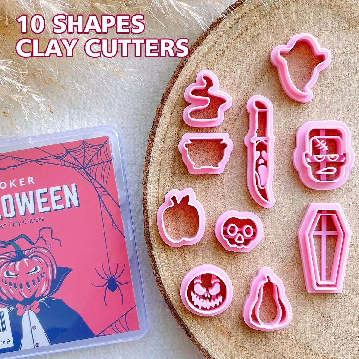 Keoker Polymer Clay Cutters Halloween, Clay Cutters For Halloween Earrings Making, 10 Shapes Halloween Clay Earrings Cutters, Gh