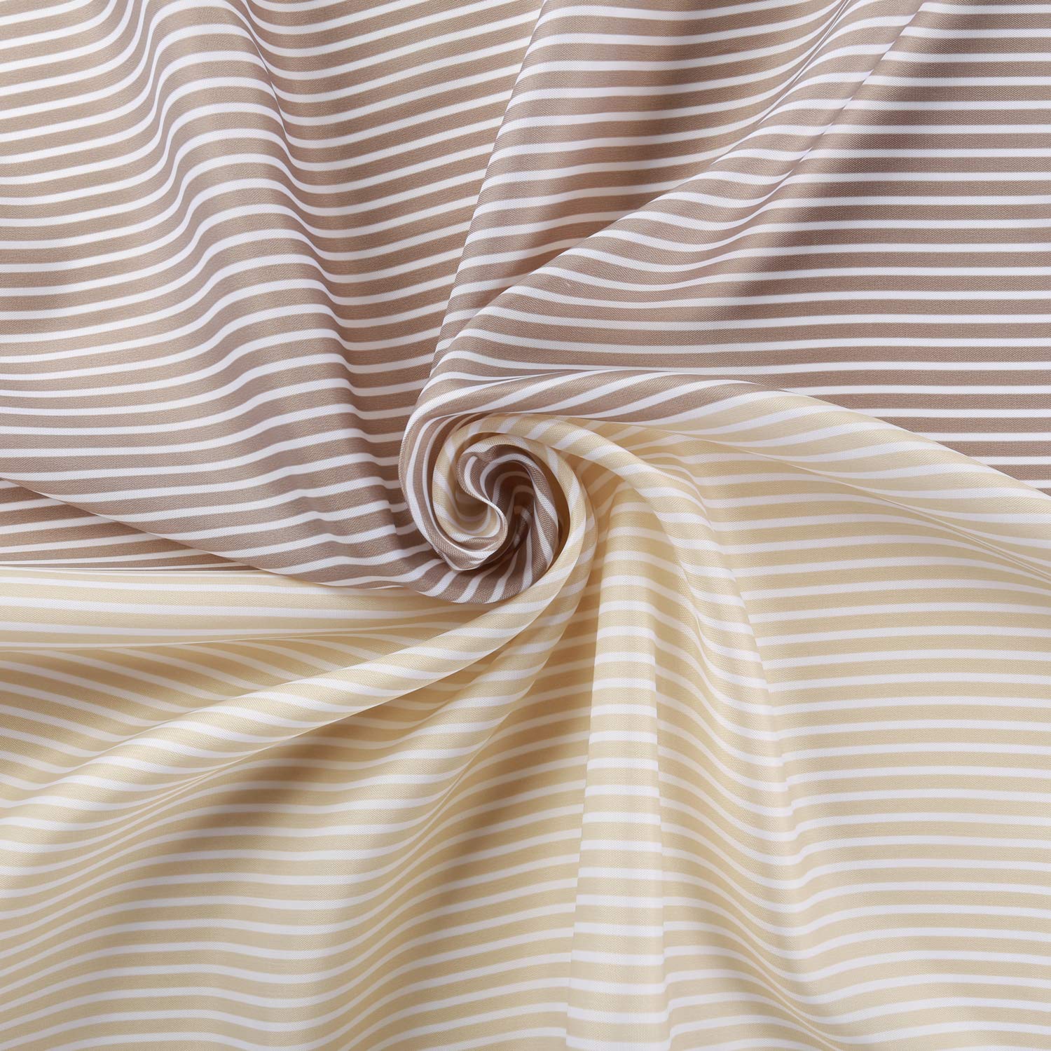 MORNITE Extra Wide Fabric Shower Curtain Tan Gold for Bathroom  Wrap Around White Neutral Stripe Water Repellent Cloth with 18 Hooks  108'' W?2'' H Inch
