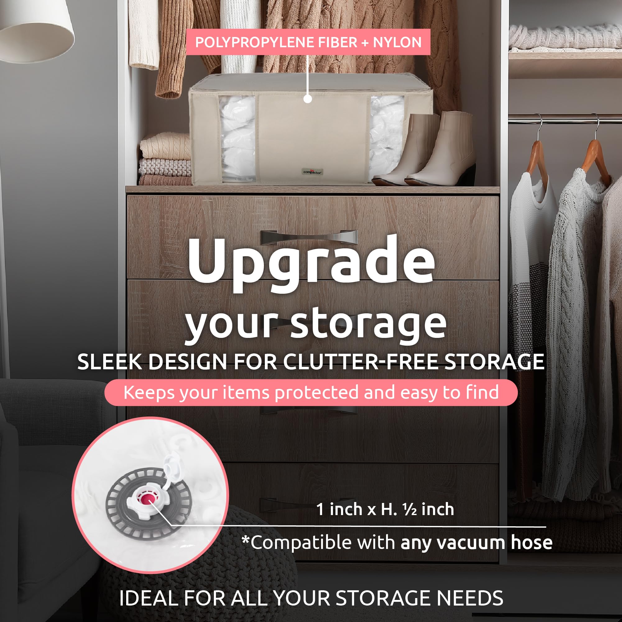 Compactor Vacuum Storage Bag, Semi Rigid 3D Vacuum Box Perfect For Wardrobe Organizing, Compressed Storage Bag For Closet Organi
