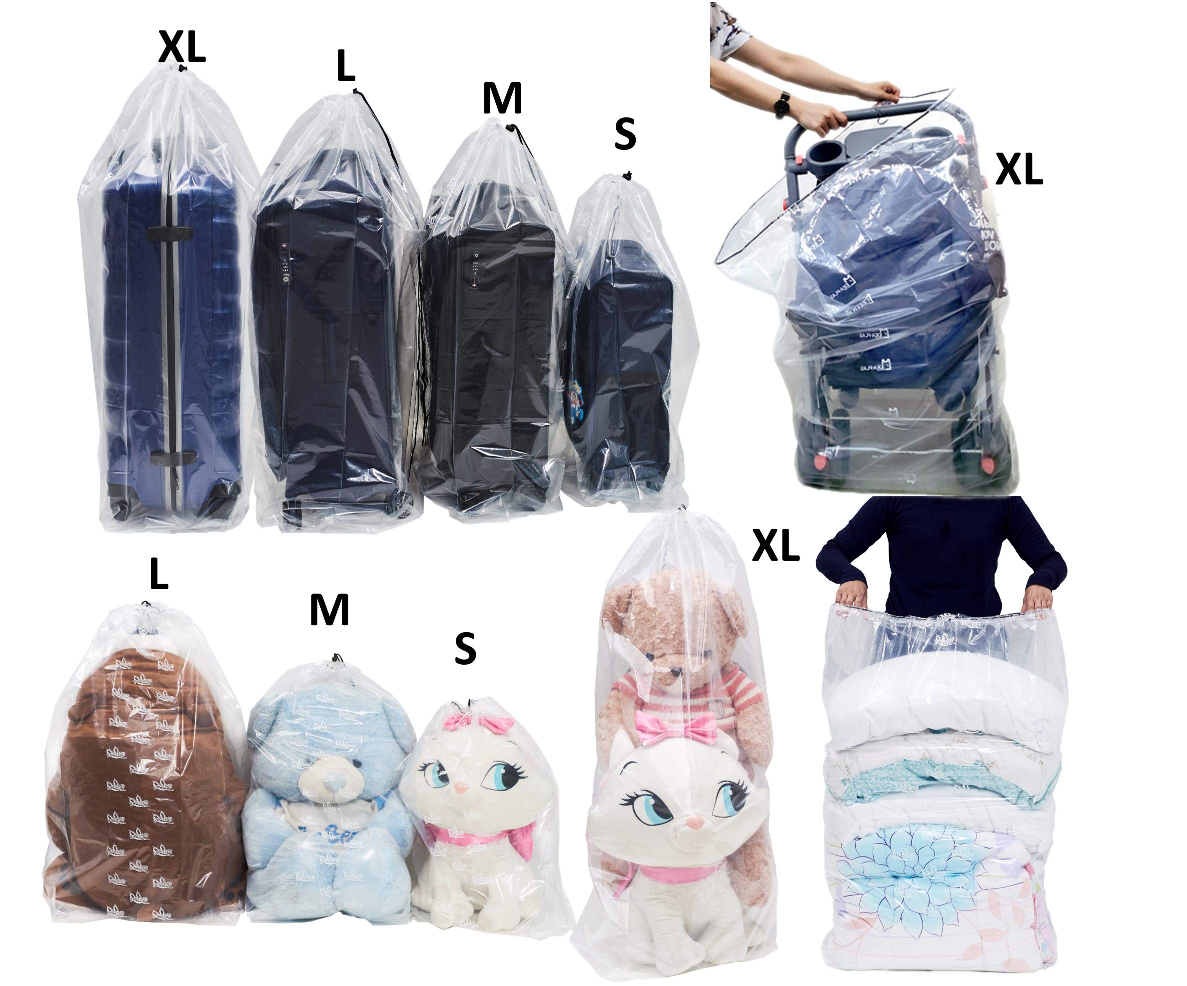 4 Pieces Of Dust Cover Big Plastic Drawstring Bags Multi-Purpose For Storage And Keeping Luggage, Big Dolls, Blankets, Pillows,
