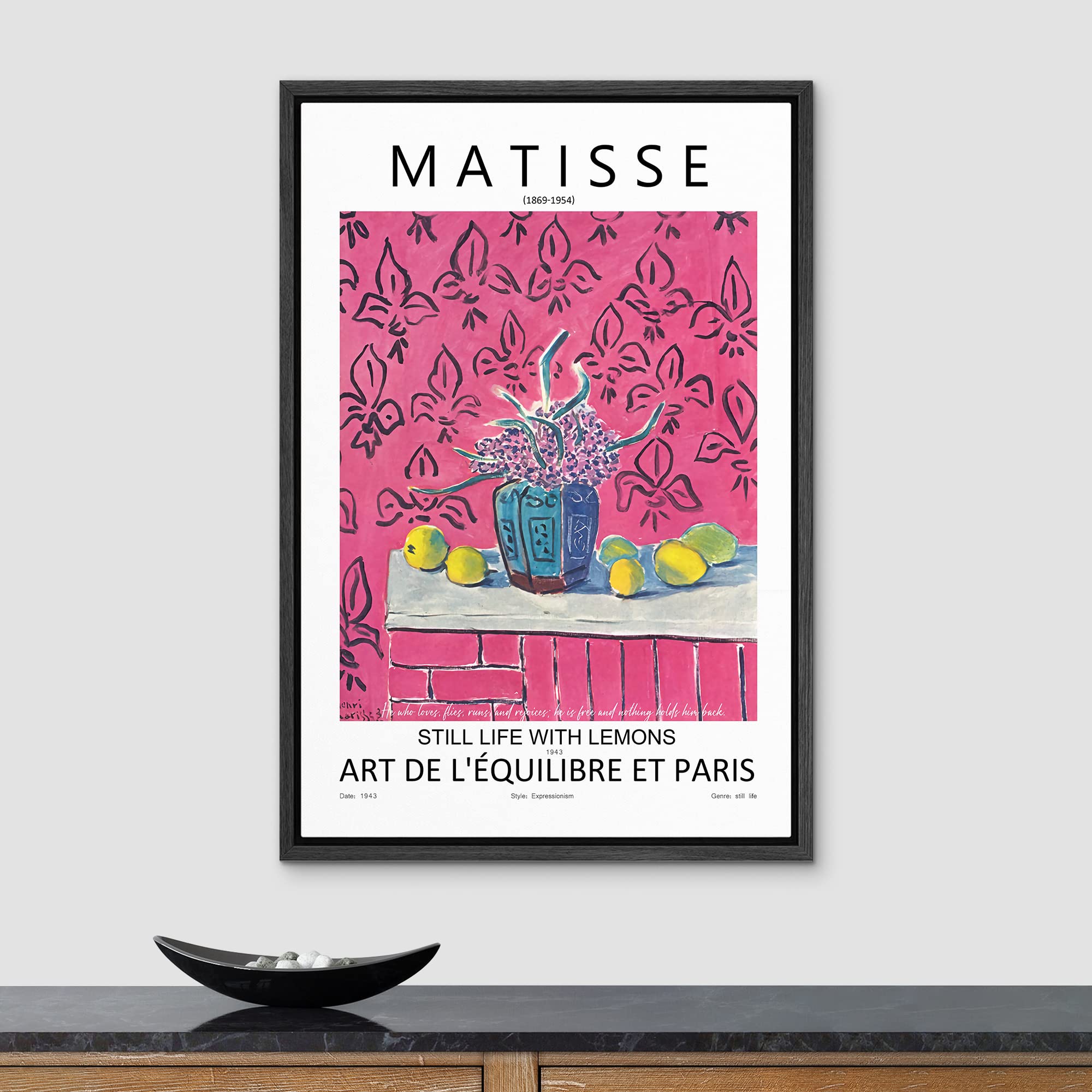 Signleader Framed Canvas Print Wall Art Matisse Still Life With Lemons Nature Wilderness Illustrations Fine Art Rustic Scenic Re