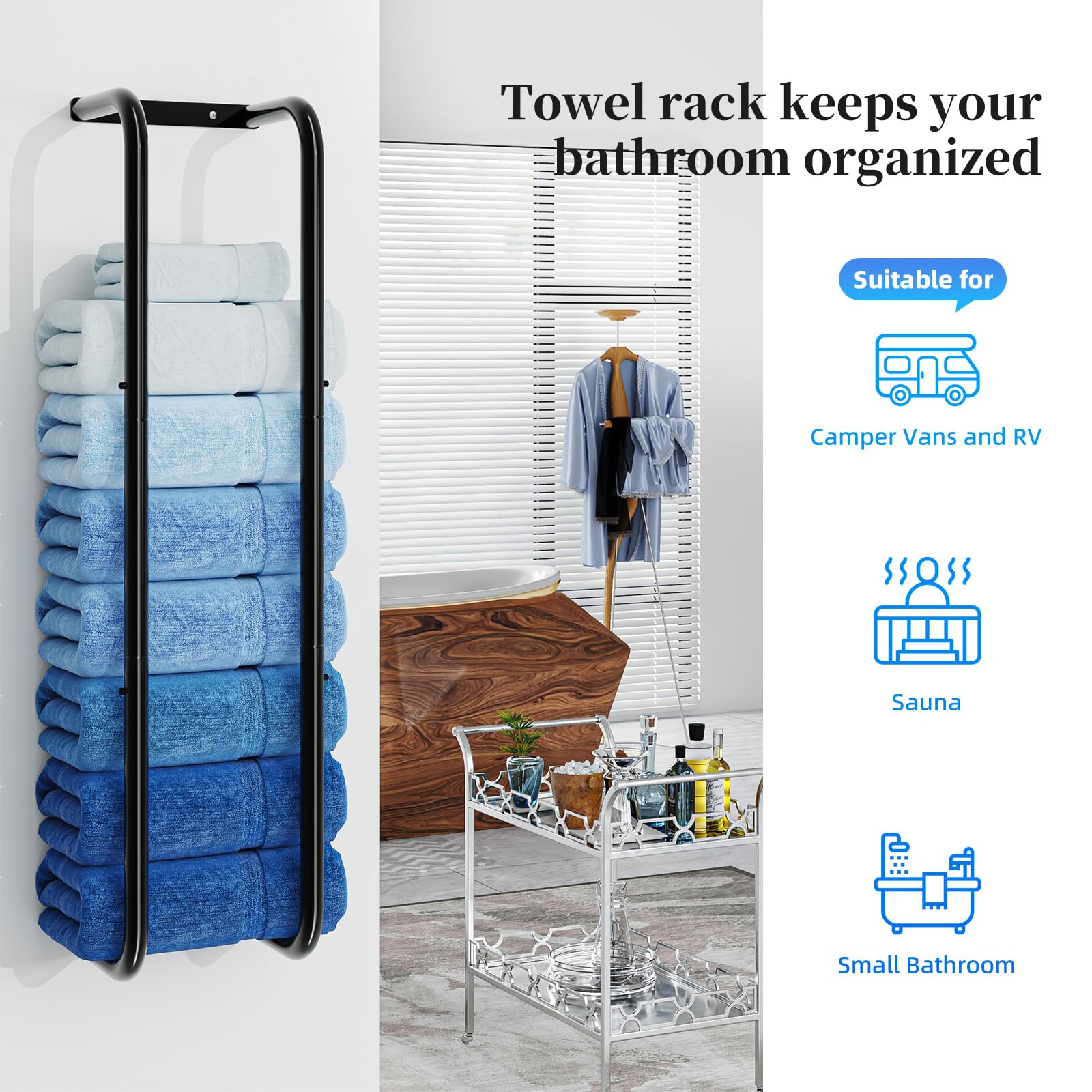 Simple Trending Towel Storage Rack, Wall Mounted Rustproof Metal Bathroom Organizer, Towel Holder For Bathroom 36 Inch Can Holds