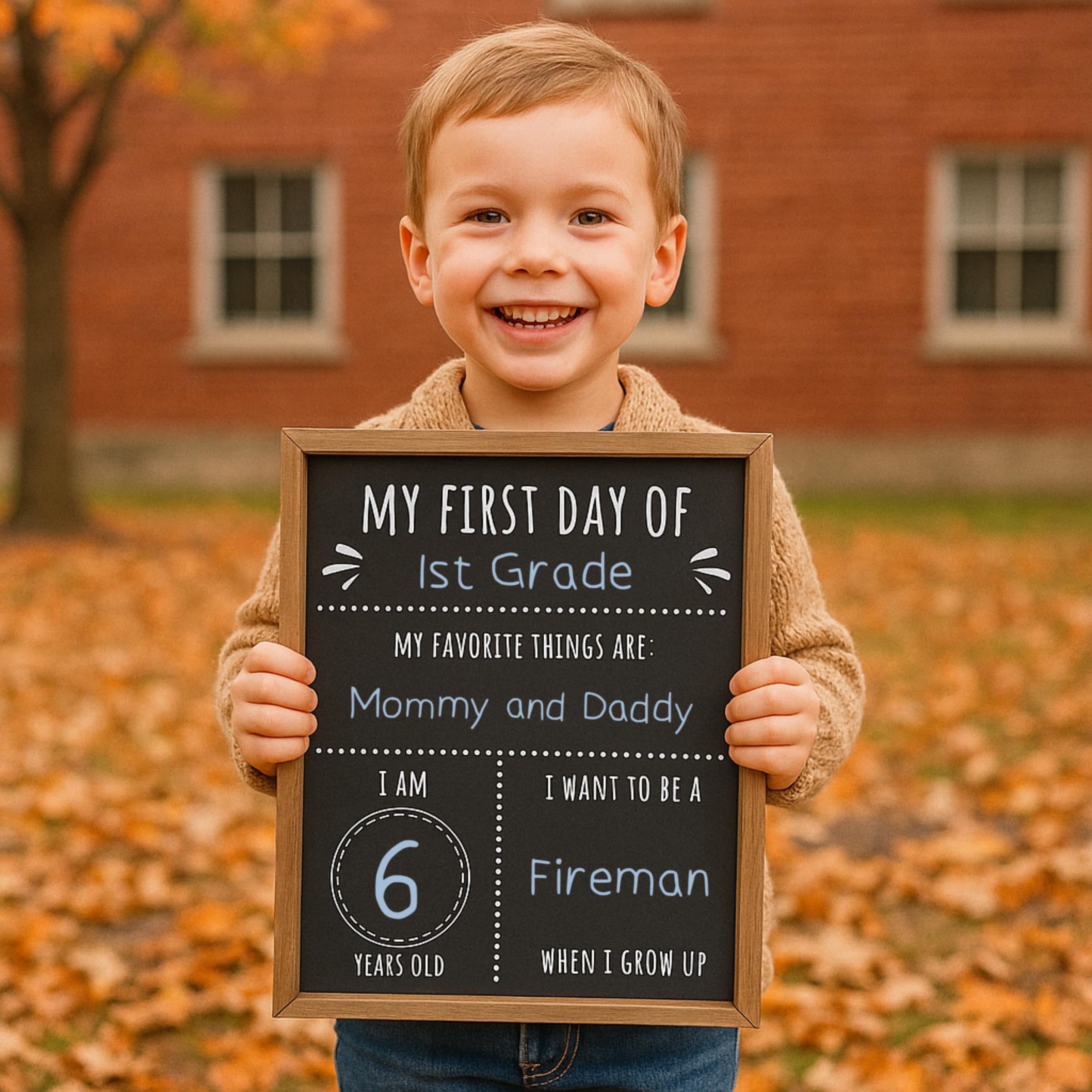 First Day of School Framed Rustic Sign 10x12