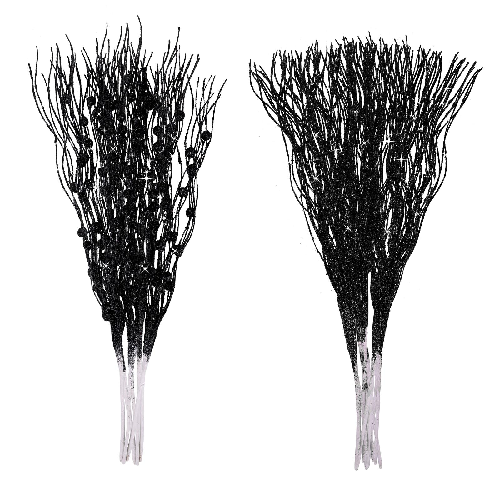 LOAVER 18 Pack Christmas Artificial Glitter Berry Stem Ornaments,17 Inches Decorative Picks Glittery Twigs Bead Sticks for Chris