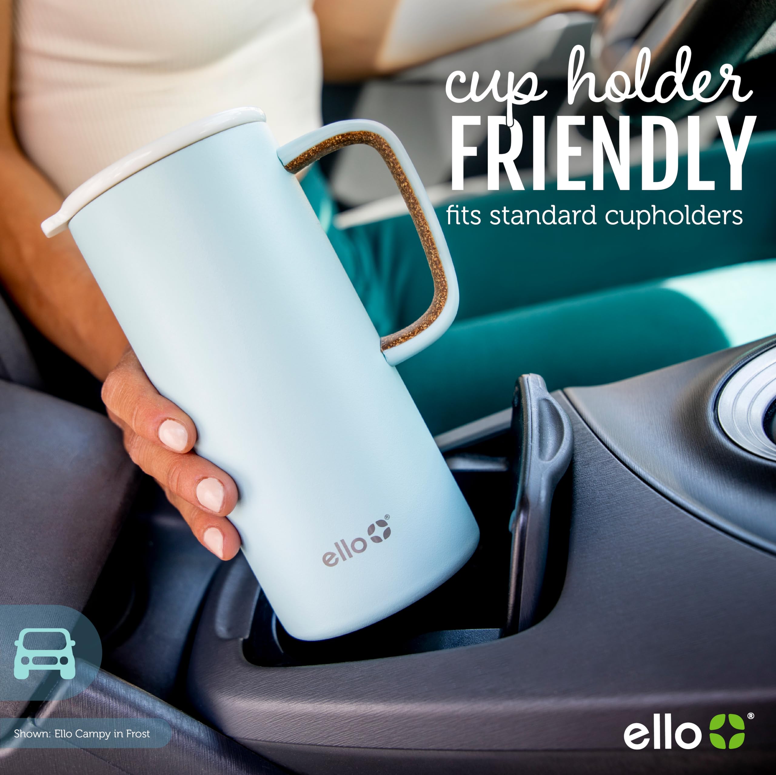 Ello Campy 18oz Vacuum Insulated Travel Mug, Stainless Steel, Leak-Proof Slider Lid, Georgia Peach