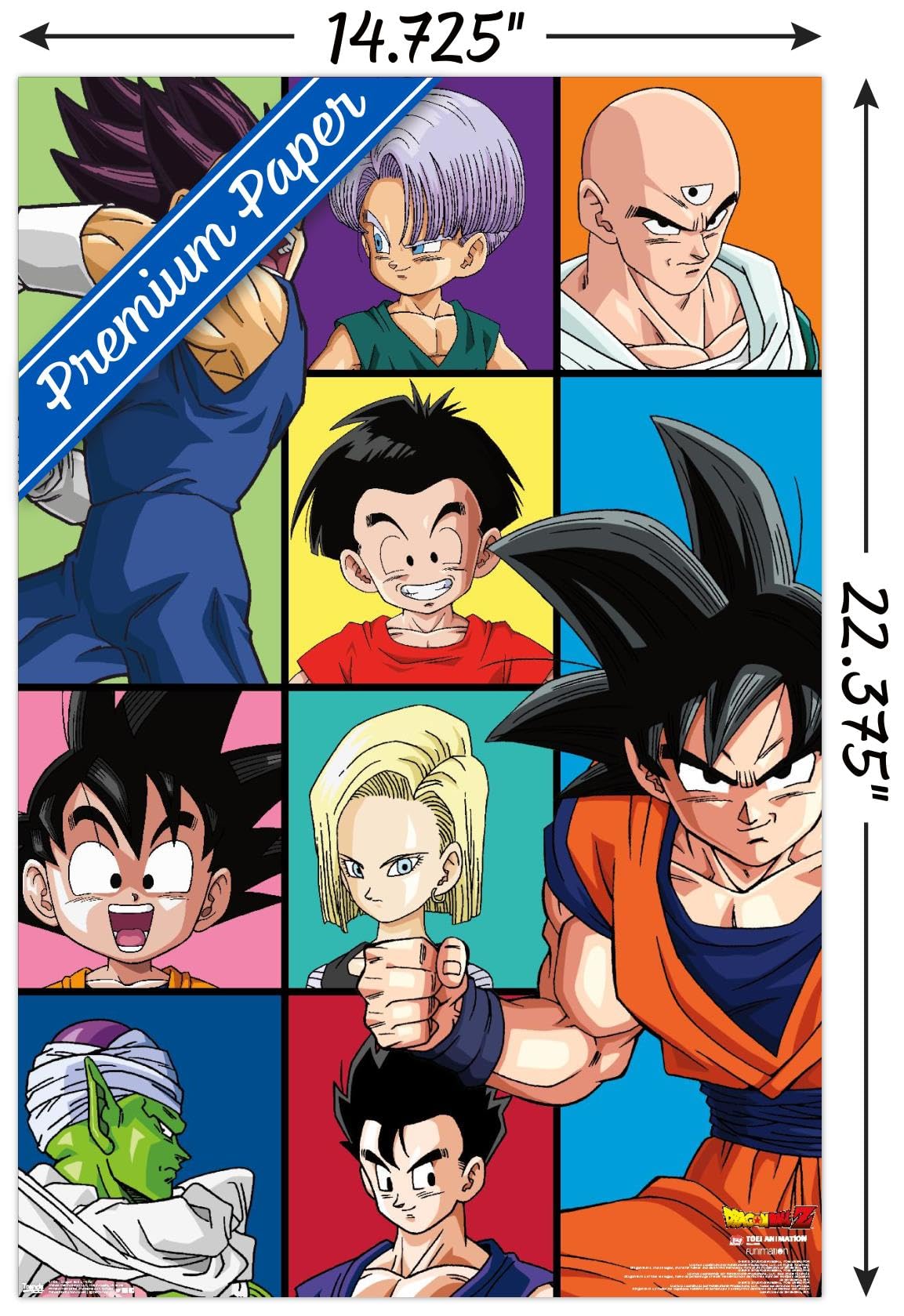 Trends International Dragon Ball Z - Grid Wall Poster, 14.725'' X 22.375'', Premium Unframed Version