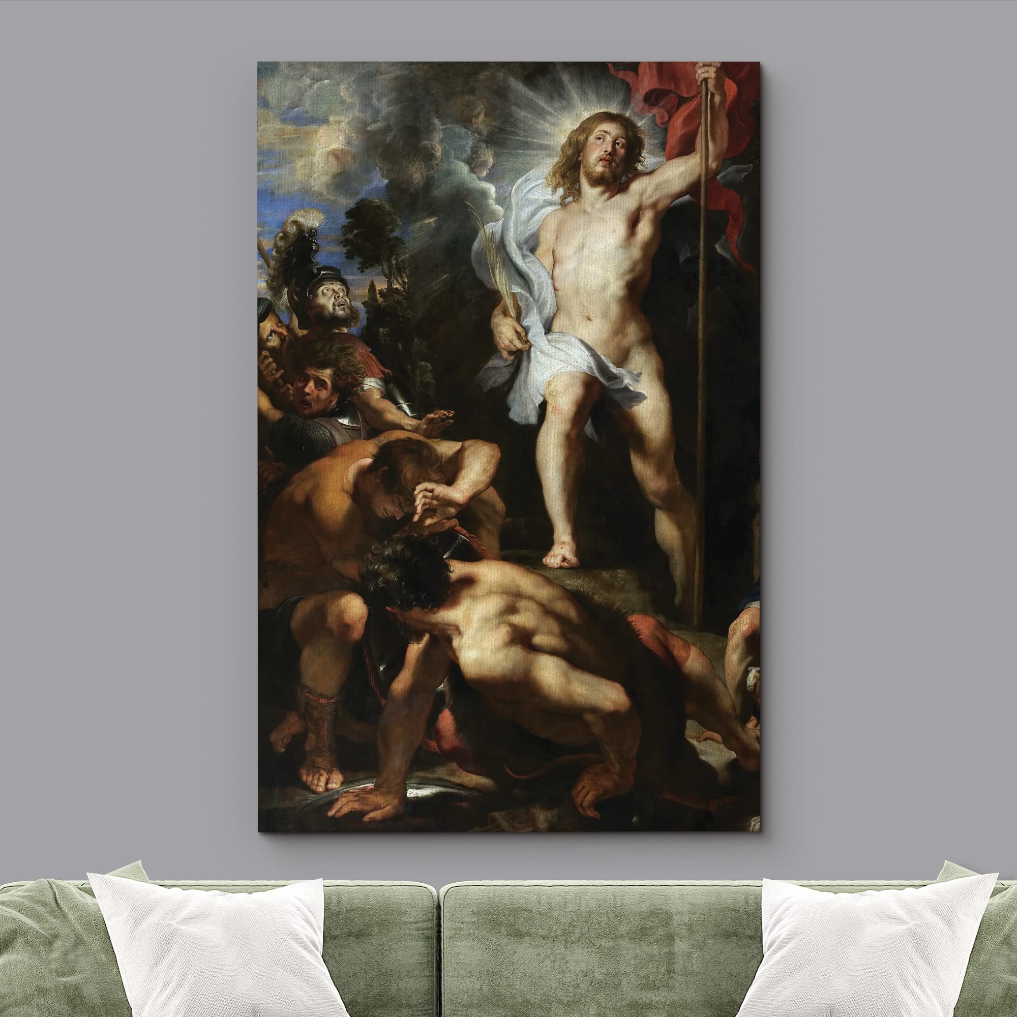 Wall26 - Oil Painting Of The Resurrection Of Christ (Centre Panel) By Peter Paul Rubens In C. 1611-12 - Baroque Style - Jesus -