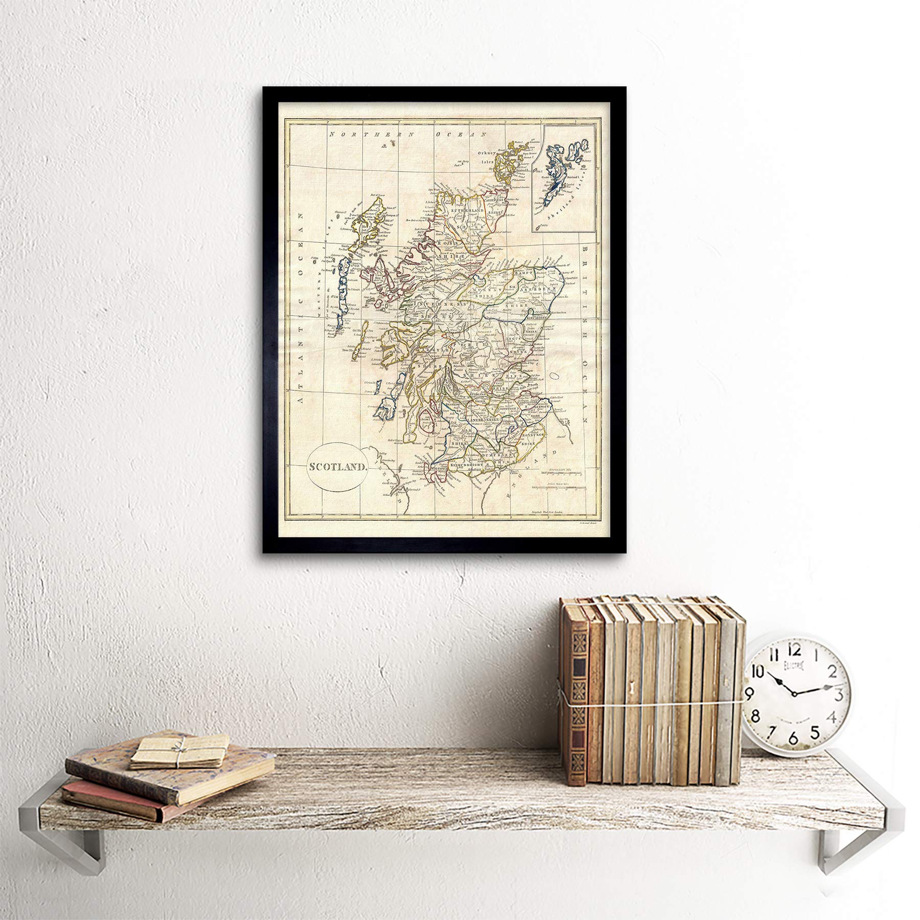 Wee Blue Coo 1799 Clement Cruttwell Map Scotland Vintage Art Print Framed Poster Wall Decor 12X16 Inch