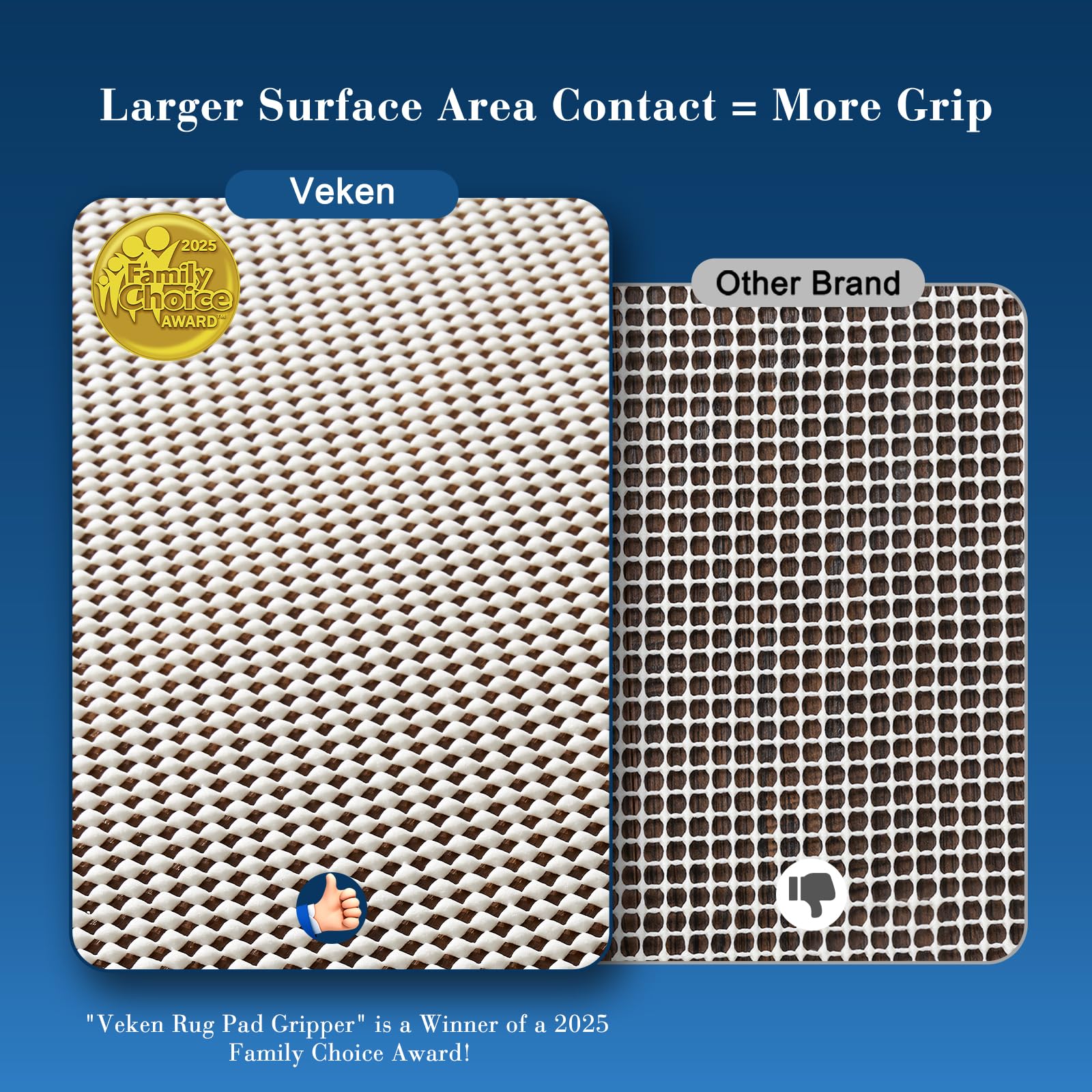 Veken 6x9 Ft Rug Pad Gripper for Hardwood Floors, Non Slip Rug Pads for Area Rugs, Thick Rug Grippers for Tile Floors, Under Car