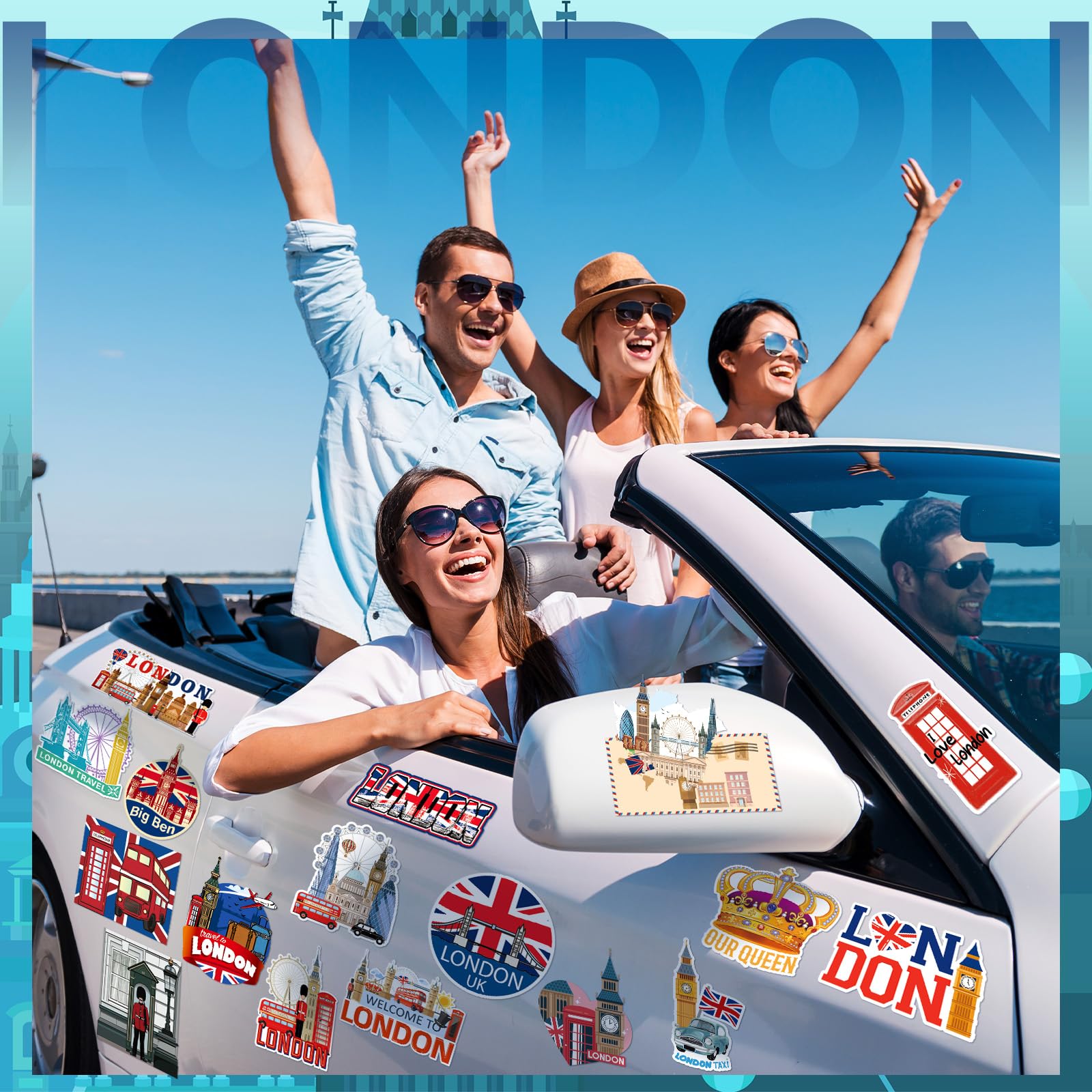 Fabbay 25 Pcs London Themed Fridge Magnets London Souvenirs Gifts Magnetic Refrigerator Stickers Metal Refrigerator Magnets Car