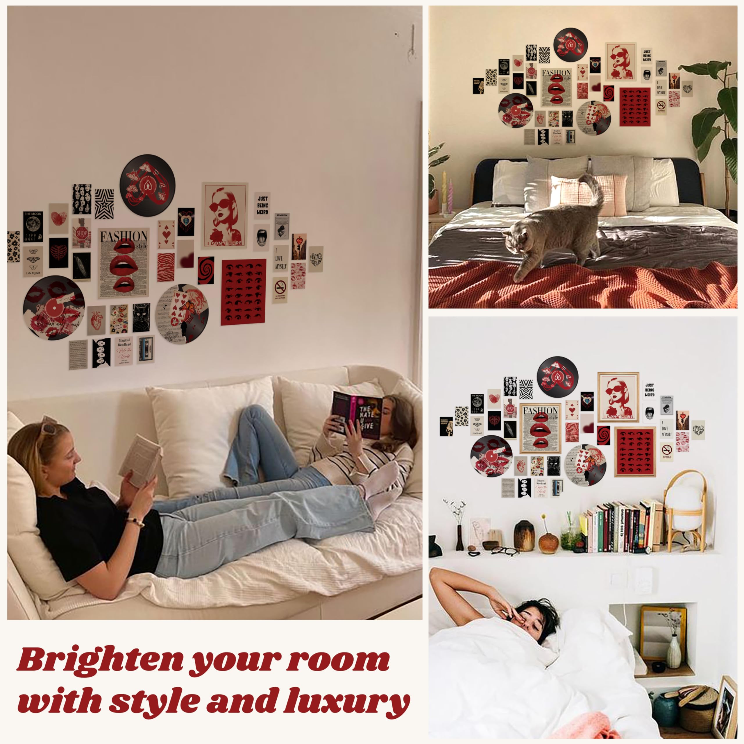 97 Decor Downtown Girl Room Decor Y2K Posters - Red Downtown Girl Aesthetic Pictures, Y2K Room Decor 2000S Coquette Collage, Ret