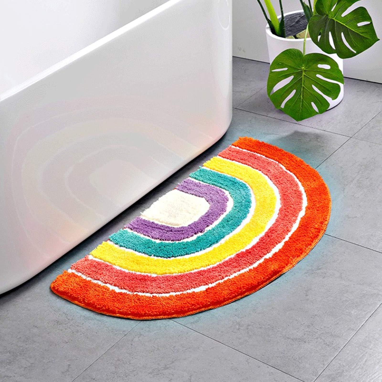 Ukeler Bath Rug For Bathroom Non Slip Absorbent Bath Mat Washable Entrance Rug Door Mat Colorful Rainbow Area Rugs For Kids Play