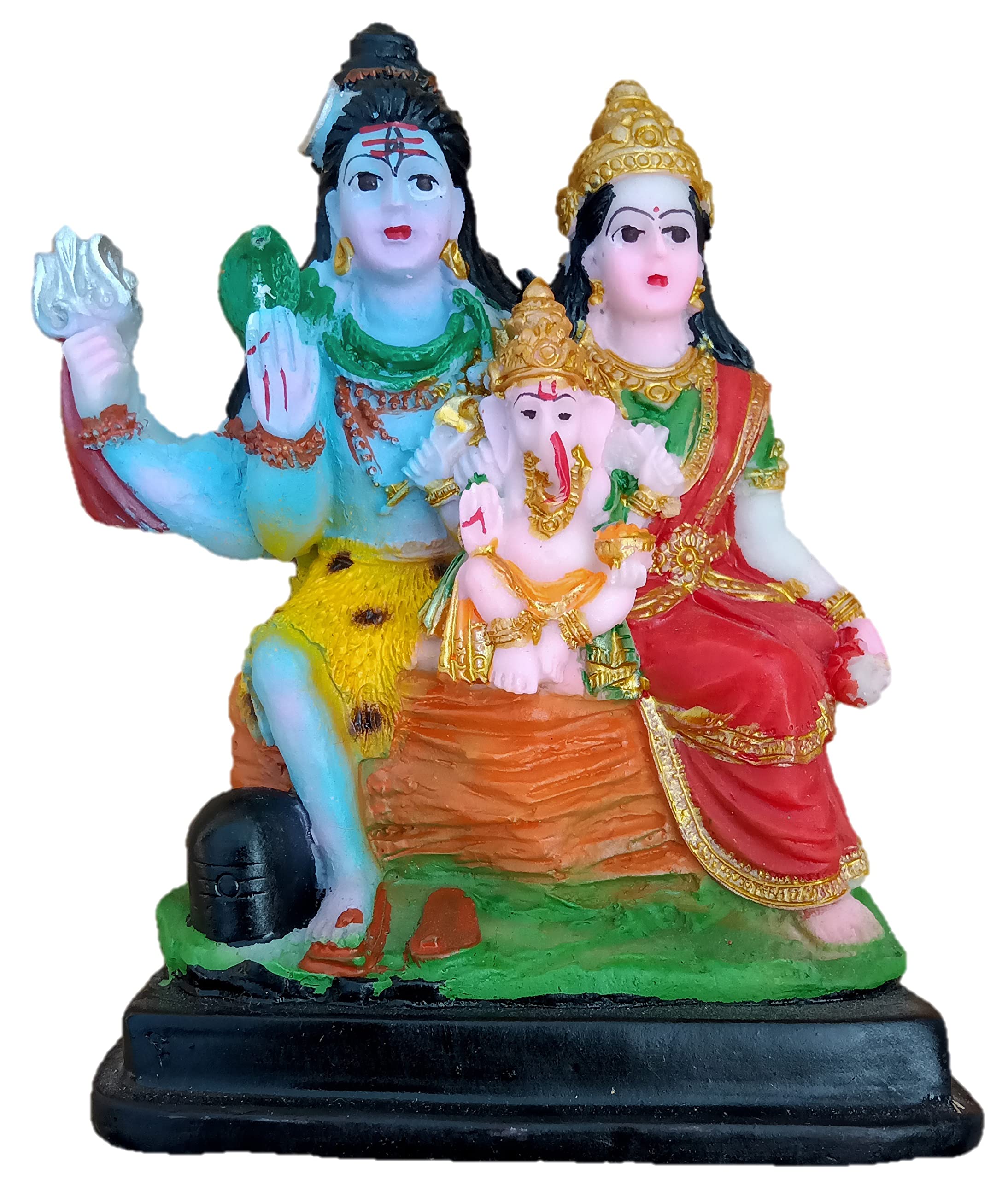 Love Kart Lord Shiv Parivar Shiva Parvati Ganesh Ganesha Ganpati Shiv Family Murti Idol Statue Spiritual Figurine Religious Pooj