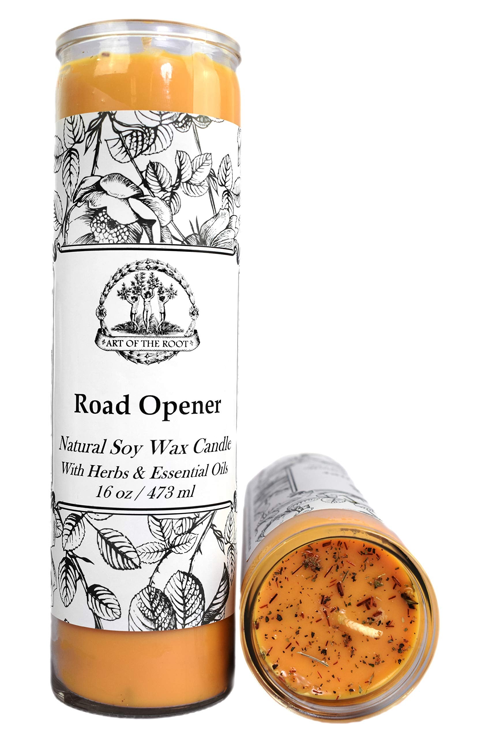 Road Opener Scented 7 Day Soy Herbal Spell Candle (Fixed) | Love, Money Drawing, Prosperity, Manifestation & Success | Wiccan, P
