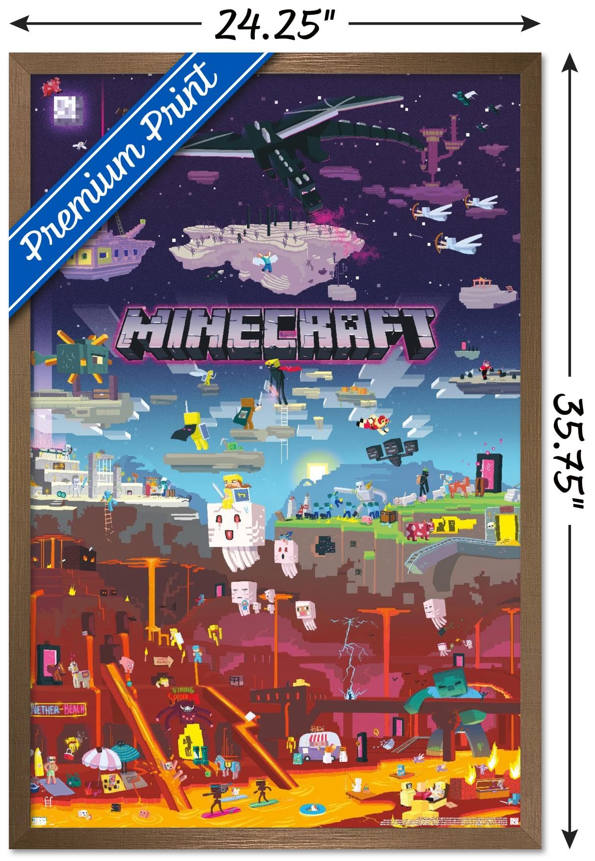 Trends International Minecraft - World Beyond Wall Poster, 22.375'' X 34'', Bronze Framed Version