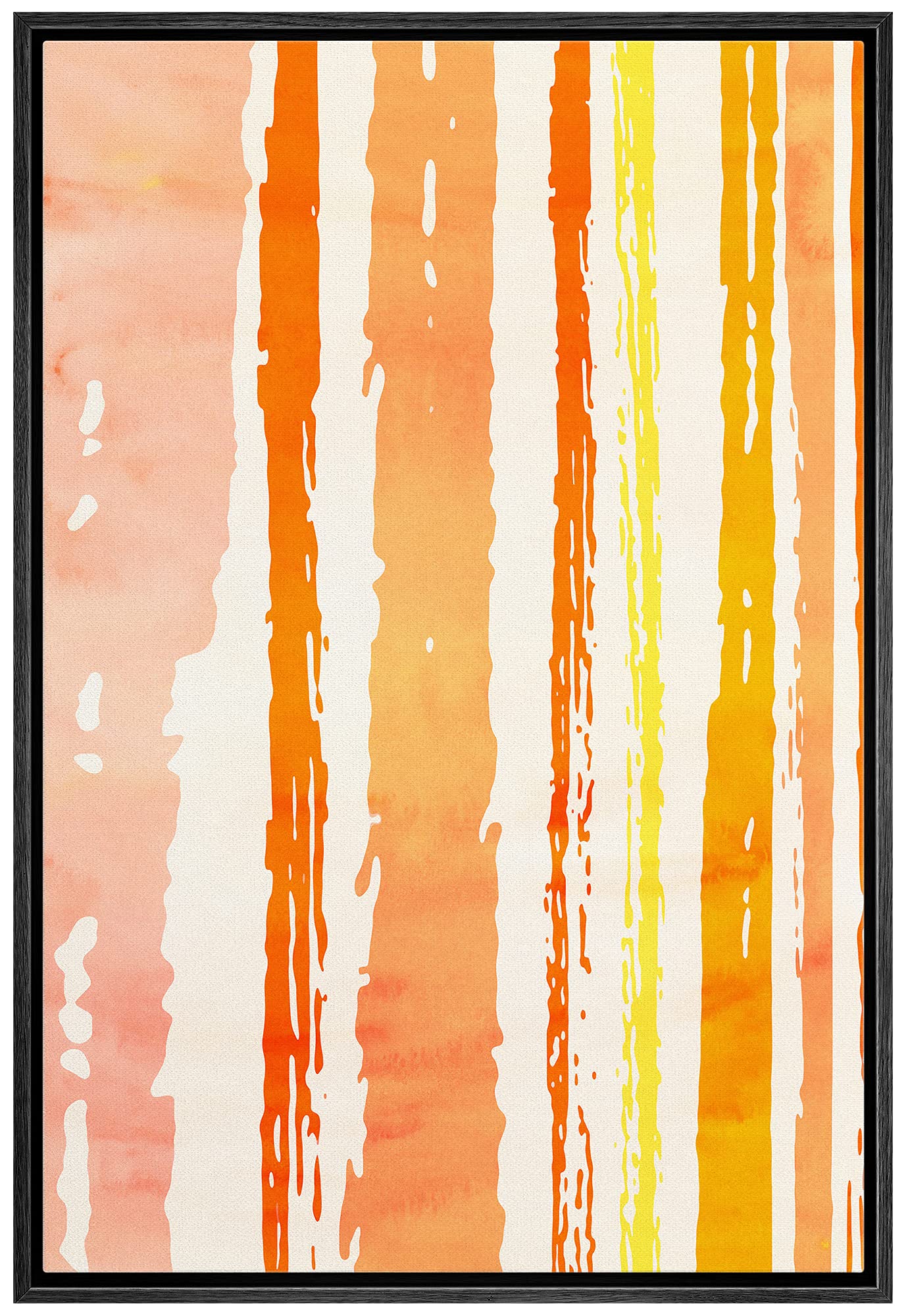 Ashbrook Framed Canvas Print Wall Art Vertical Orange & Yellow Paint Strokes Abstract Shapes Illustrations Modern Minimalist Zen