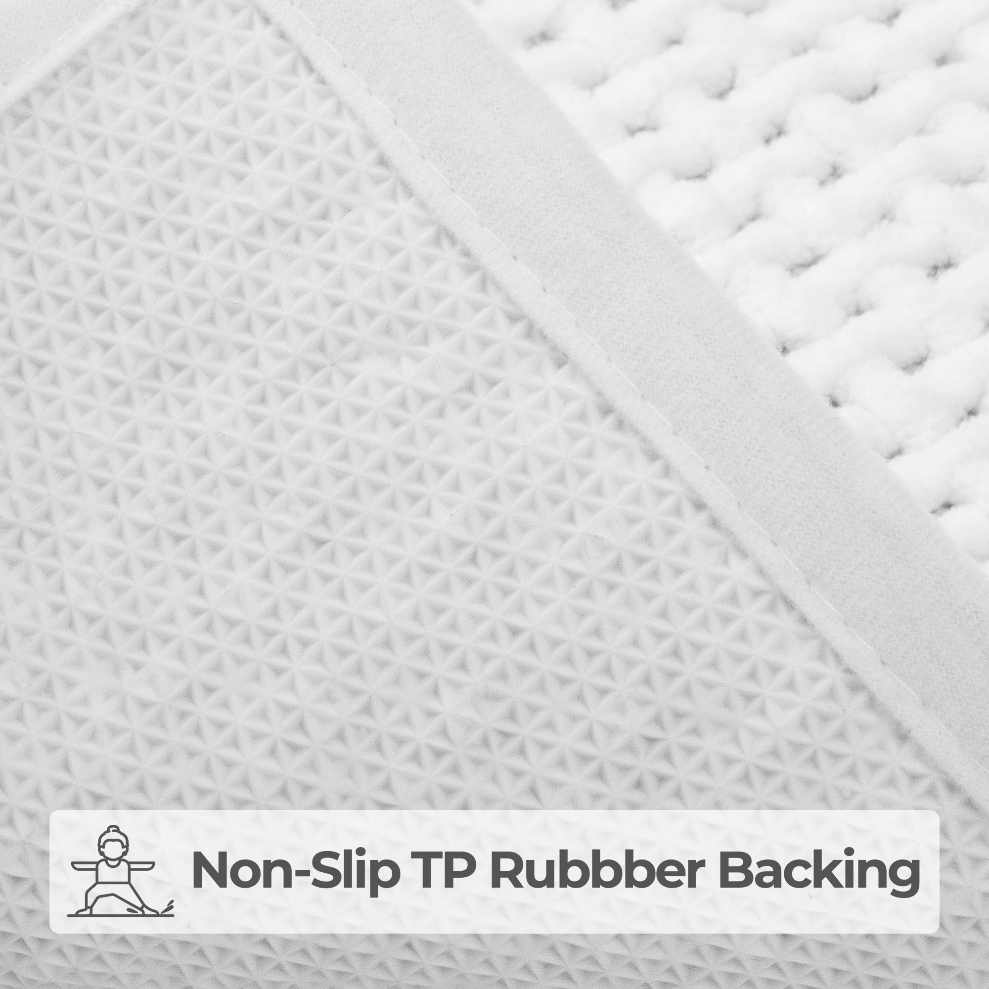Granny Says White Bathroom Rugs Non Slip Washable, Absorbent Bath Mats For Bathroom, 32'' X 20'', Thin Chenille Bathroom Rug, Qu