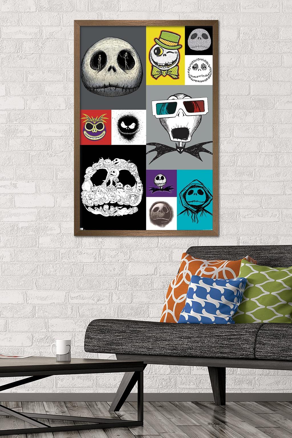 Trends International Disney Tim Burton'S The Nightmare Before Christmas - Jack Grid Wall Poster, 22.37'' X 34.00'', Bronze Frame