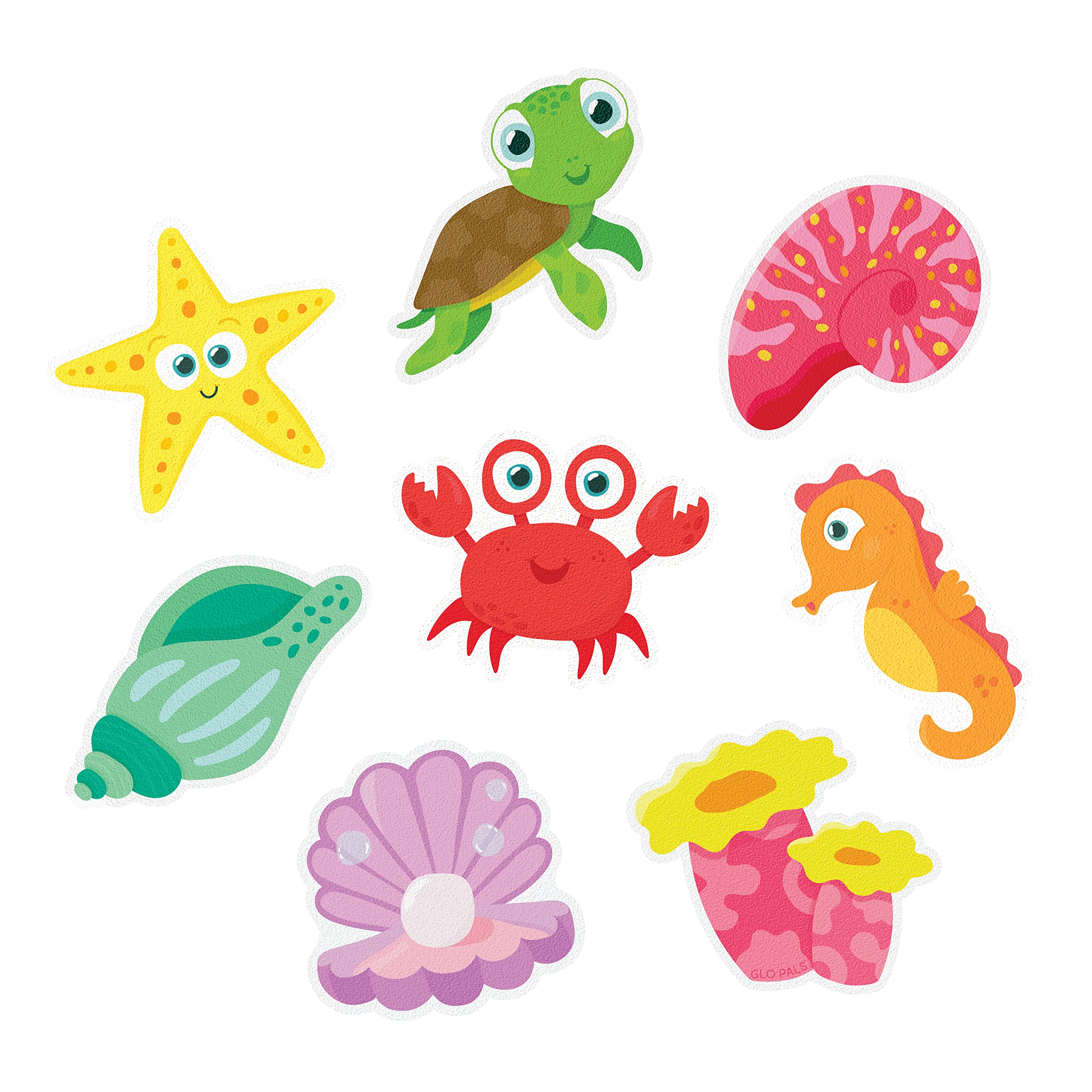 Glo Pals Guppy Grips Textured Non-Slip Bathtub Stickers, 8 Extra Large Fun Kids Anti Slip Bath Decals