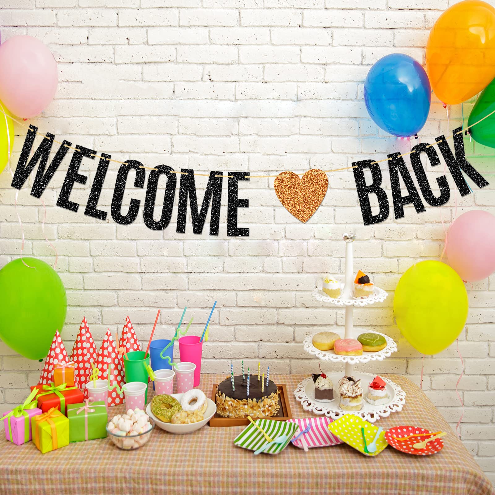 T-Minimalist Welcome Back Banner, Homecoming Day / Retirement Party Decorations, To School Sign Bunting Home Decors Supplies, Bl