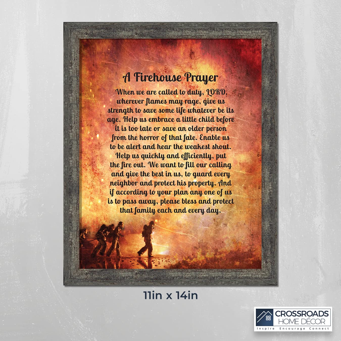 Crossroads Home D  Cor Firemans Prayer Picture Frame, Firefighter Decor, Firefighter Graduation Present, 2107Bw