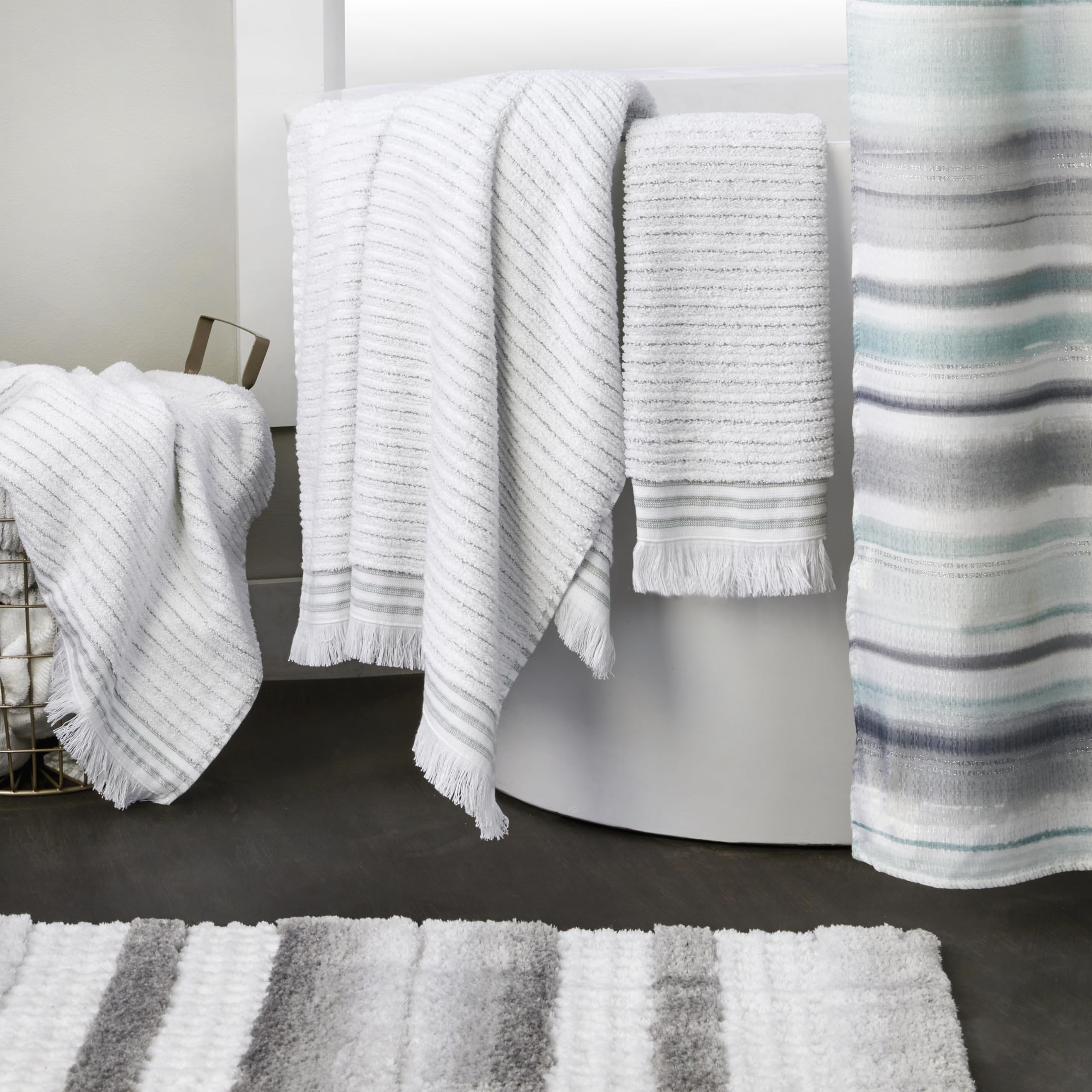 Skl Home Subtle Stripe Bath Towel, Sage