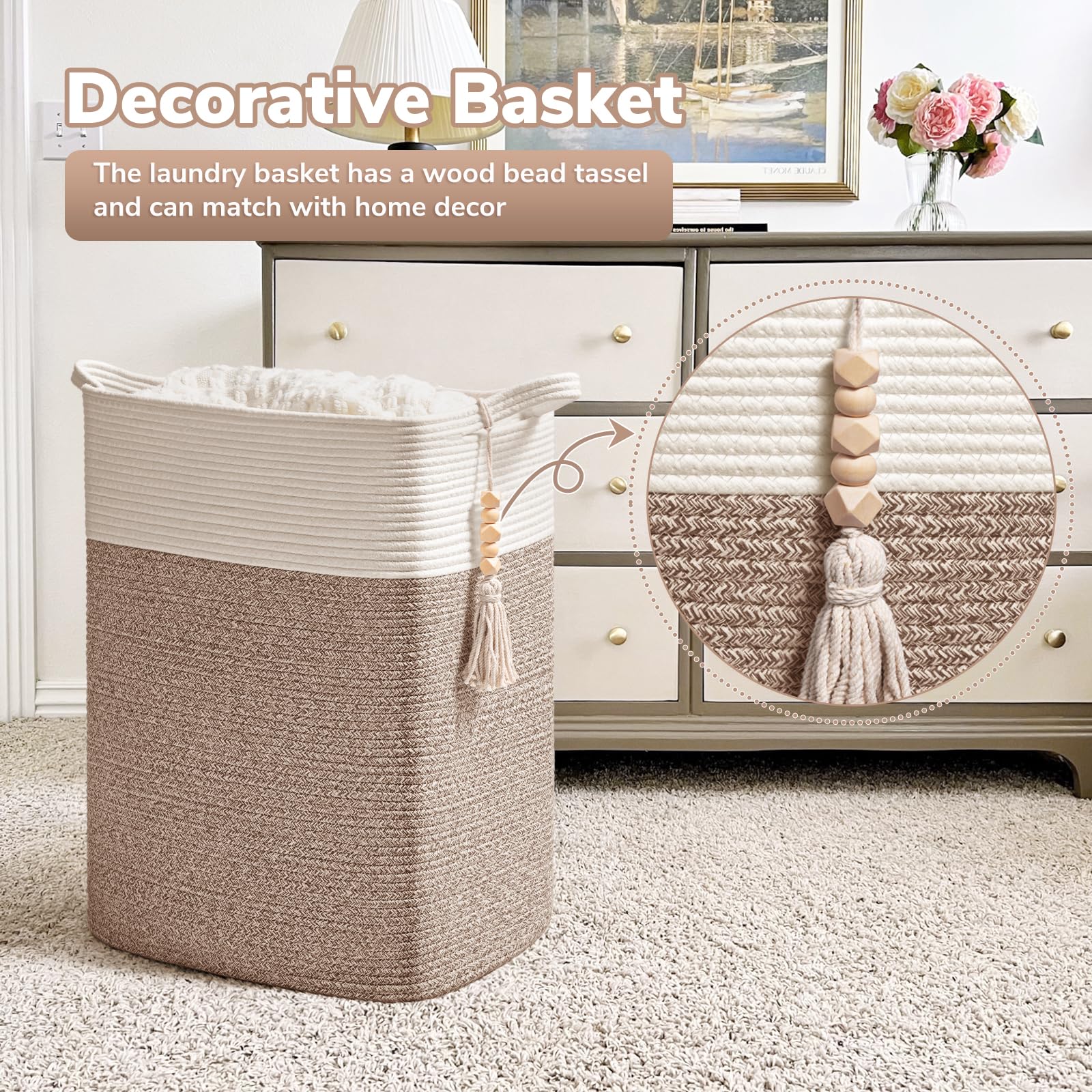 Goodpick Laundry Basket, Blanket Basket Living Room, Large Laundry Hamper, Clothes Hampers For Laundry Room, Tall Basket, Slim W