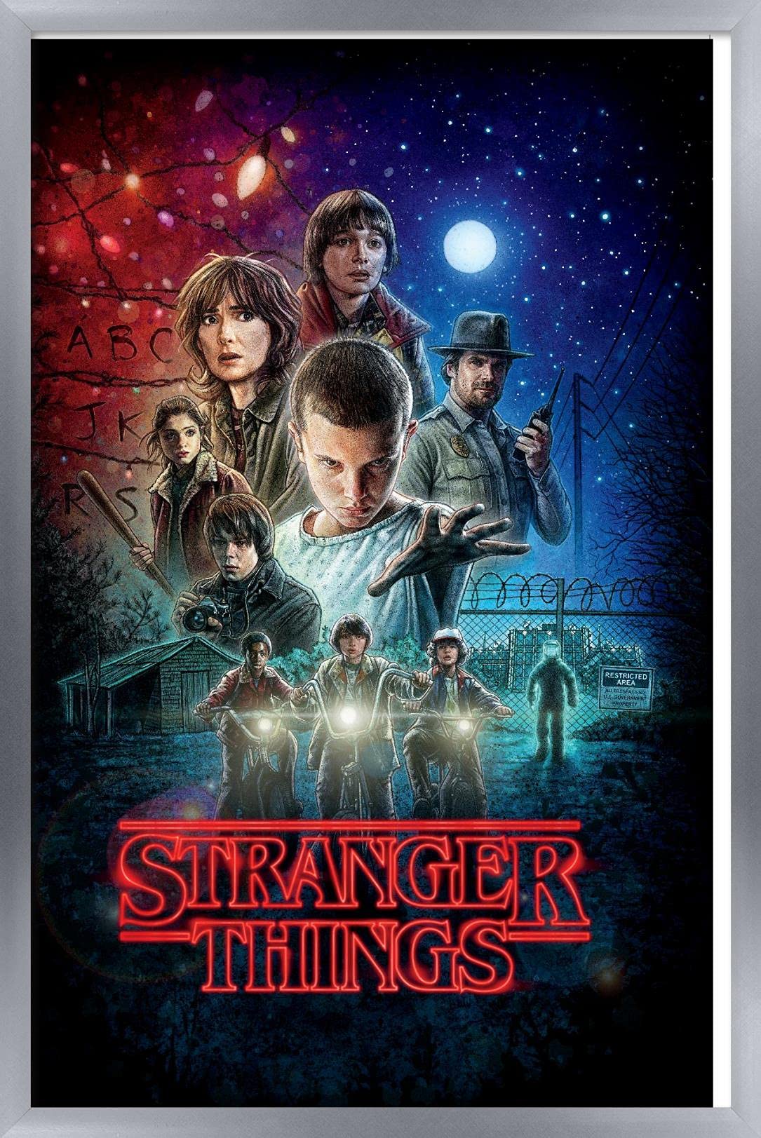 Trends International Netflix Stranger Things - One Sheet Wall Poster, 14.725'' X 22.375'', Silver Framed Version