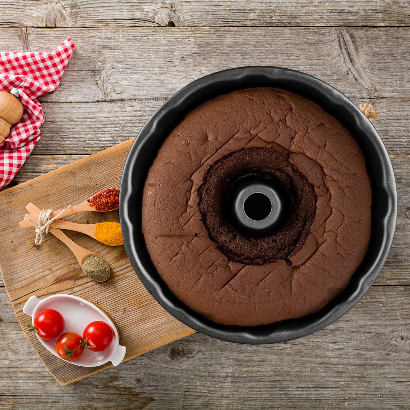 Cake Pan, 12 Cup Premium Fluted Cake Pan For Baking, 10In Non-Stick Cake Pan, Heavy Duty Carbon Steel Tube Pan Baking Mold