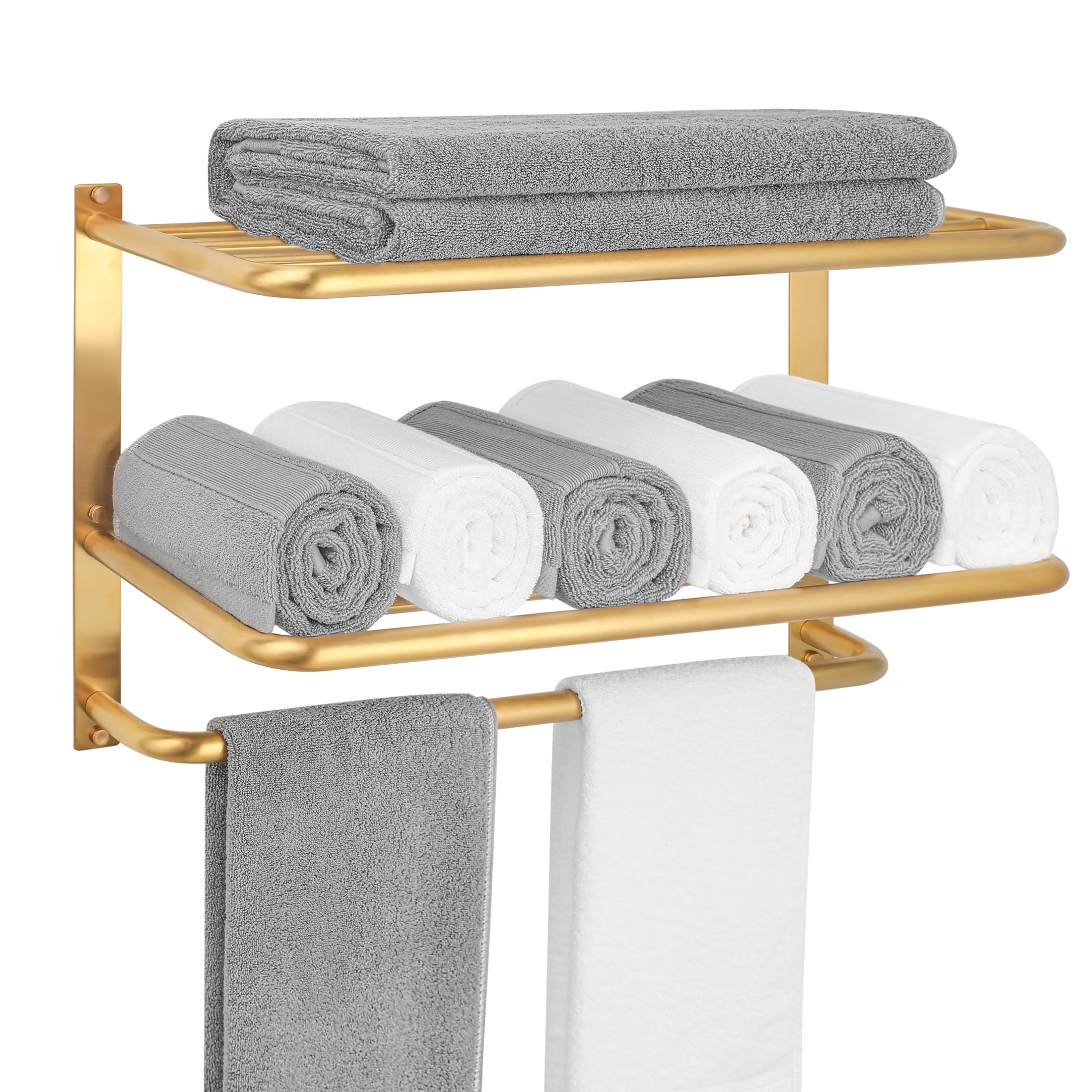 Towel Rack for Bathroom, DEWVIE 22 Inch Tower Holder with Tower Bars, SUS 304 Stainless Steel Lavatory Bath Towel Shelf Towel Ha