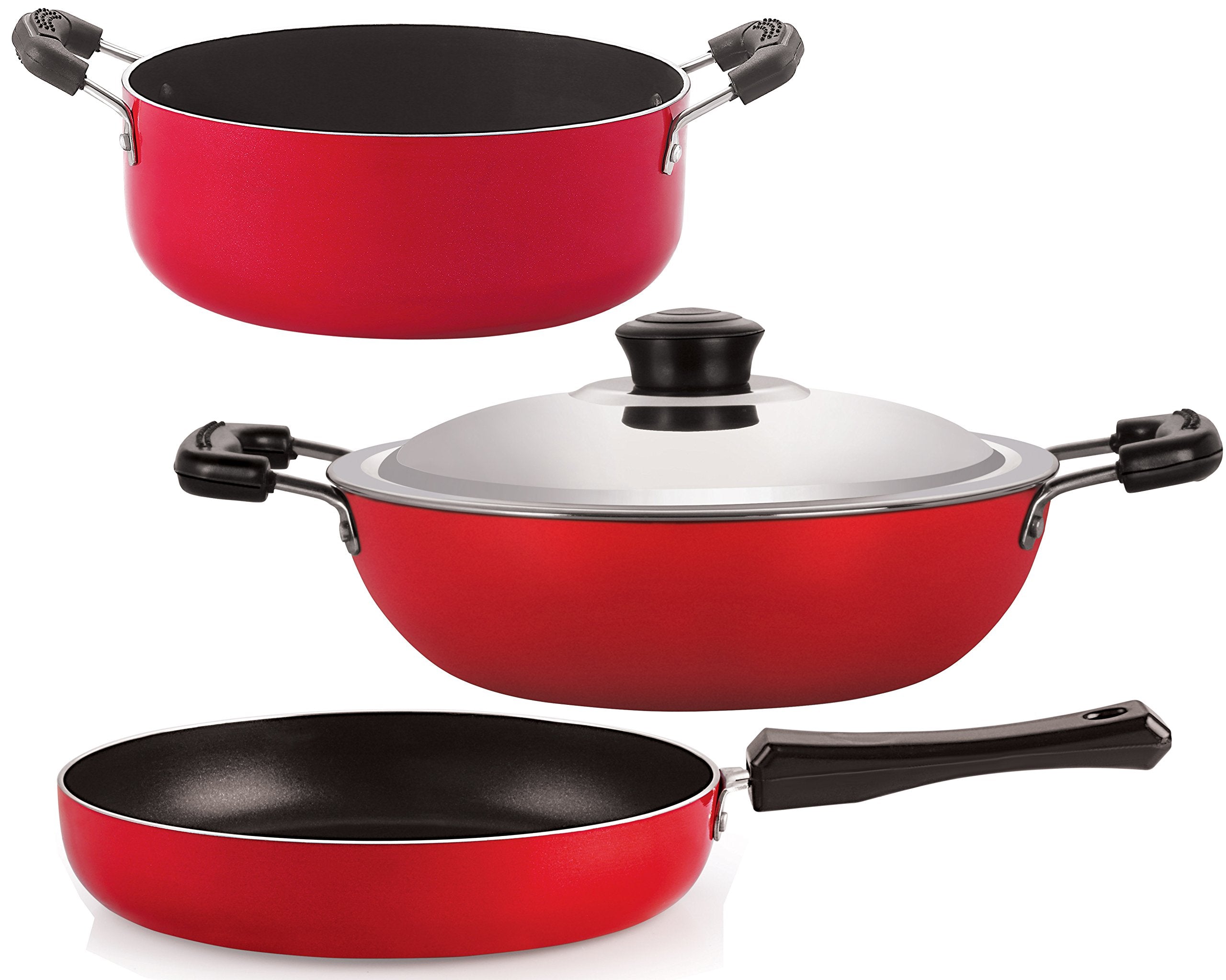 Nirlon NonStick Aluminium Stain Resistance Kitchenware Kitchen Cooking Utencils Set With Lid