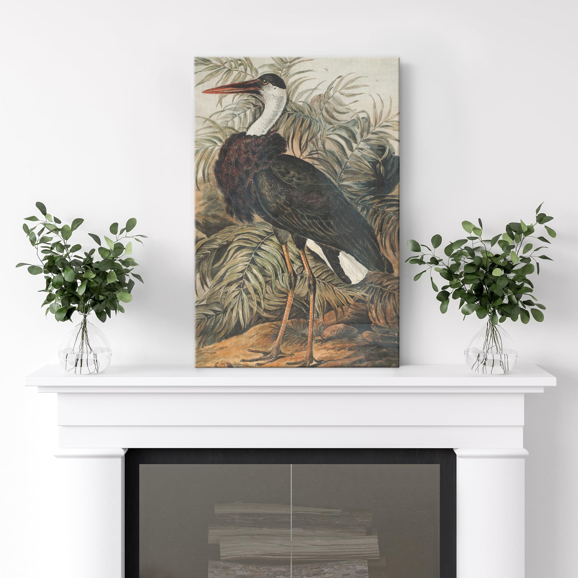 Wall26 Canvas Print Wall Art Fine Art Tropical Swamp Heron Bird Nature Wilderness Illustrations Modern Art Botanical Floral Farm