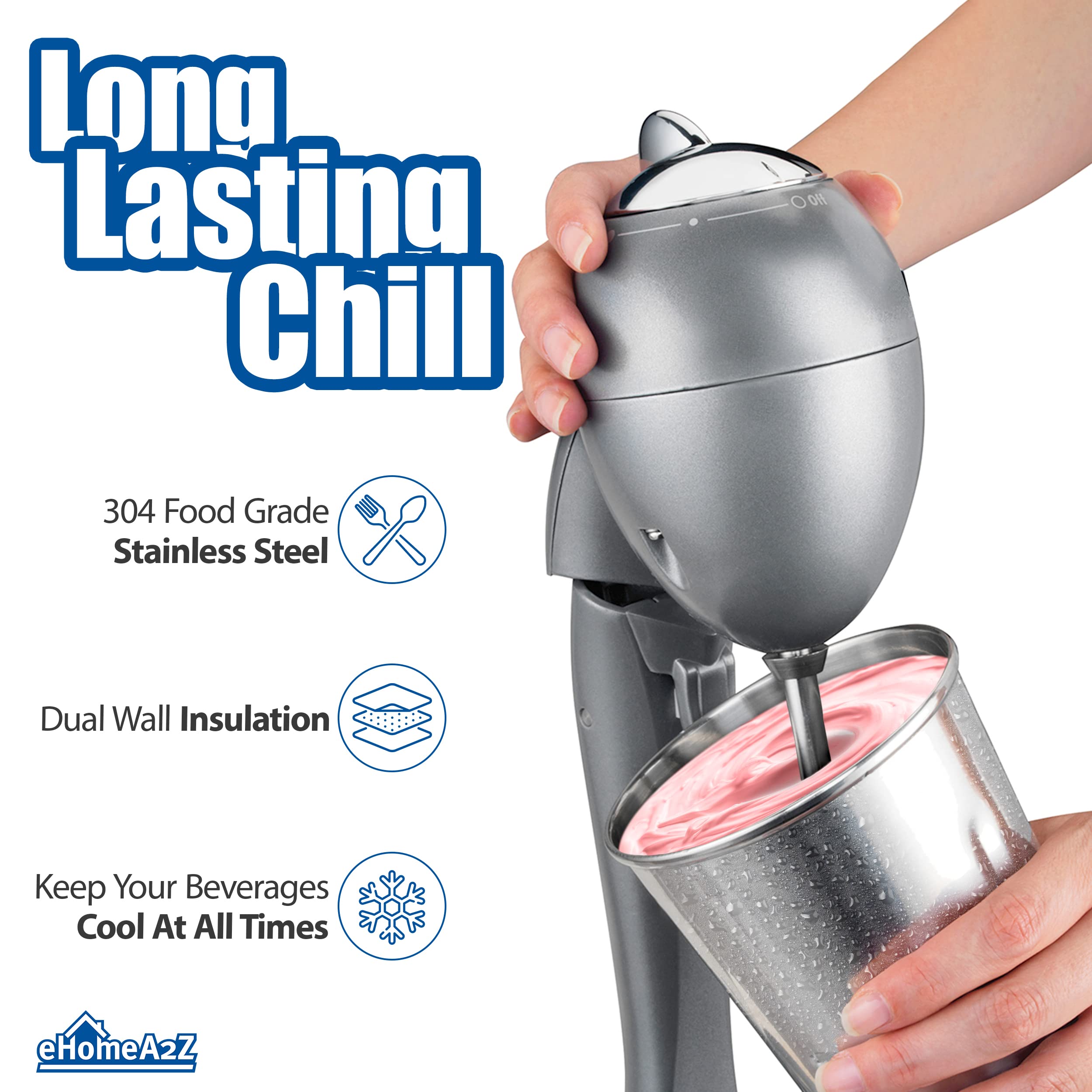 Ehomea2Z Malt Cup (6 Pack) Stainless Steel Ice Cream Milkshake Commercial Grade 30 Oz (6)