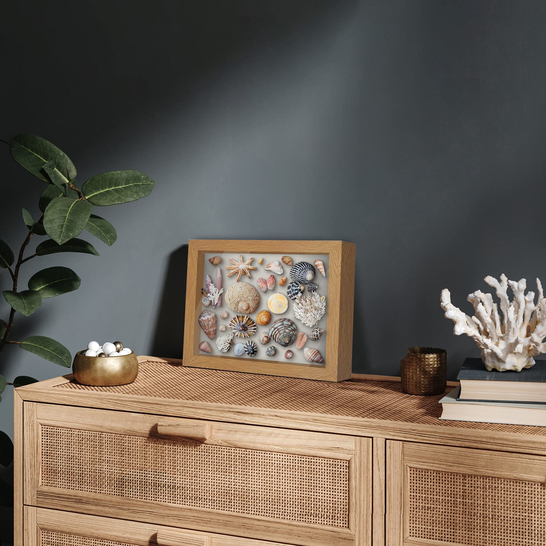 Americanflat 8x10 Shadow Box Frame with Shatter-Resistant Glass - Silhouette Collection - Large Shadow Box Display Case for Tabl