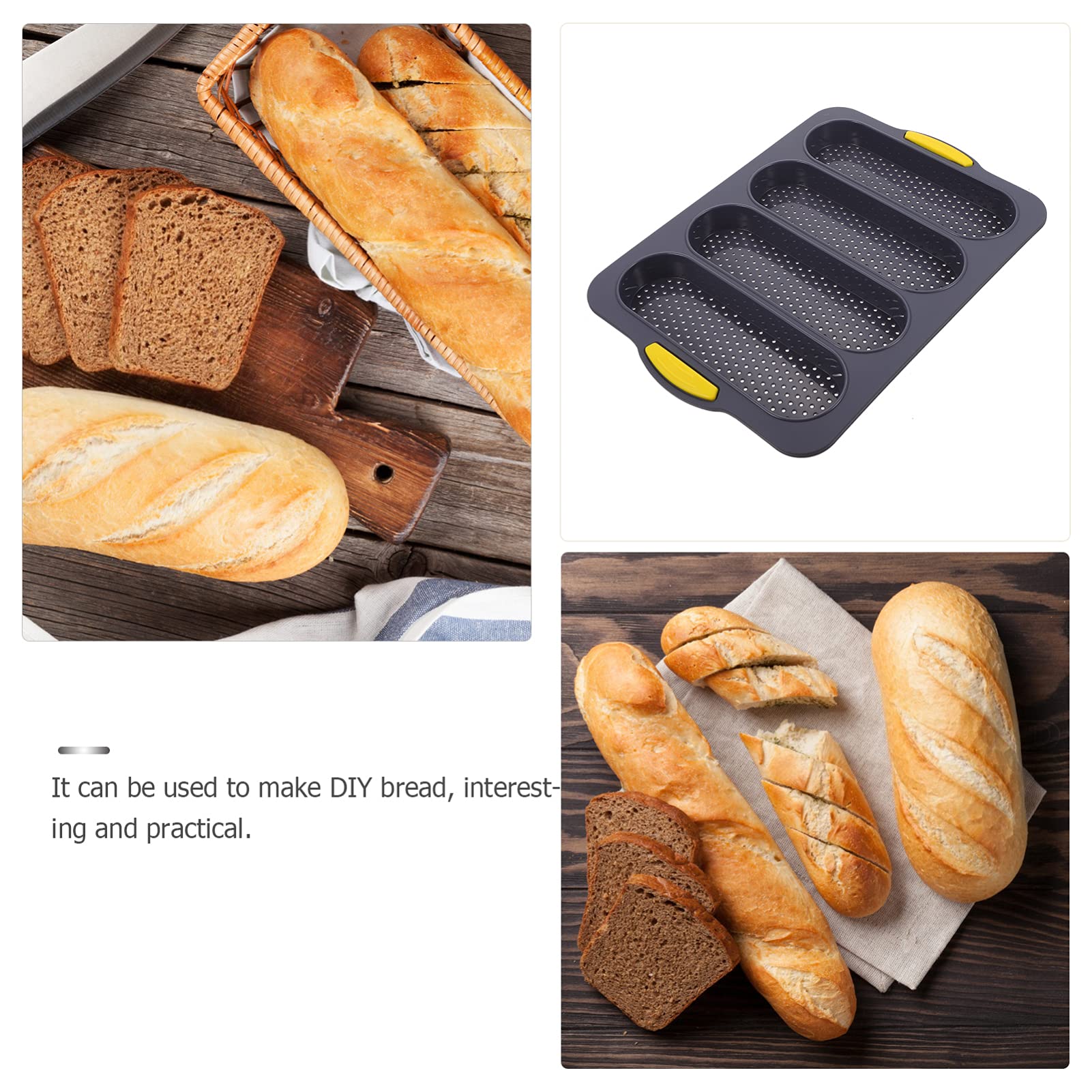 Silicone Baguette Pan 4 Wave Non Stick French Toast Bread Baking Tray Bake Mold Perforated Silicone Molds Loaf Pan Sandwich Baki