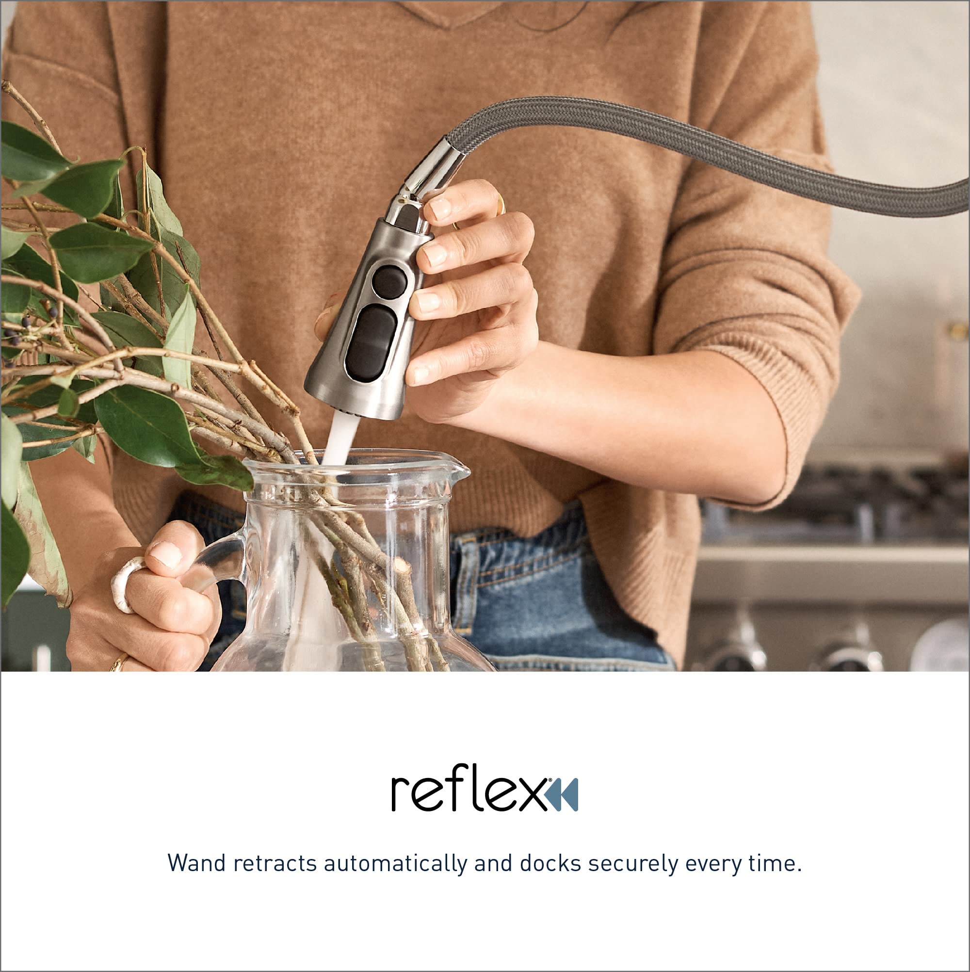 Moen Brantford Chrome Traditional One-Handle Kitchen Faucet With Pulldown Sprayer Featuring Power Boost And Reflex Docking Syste