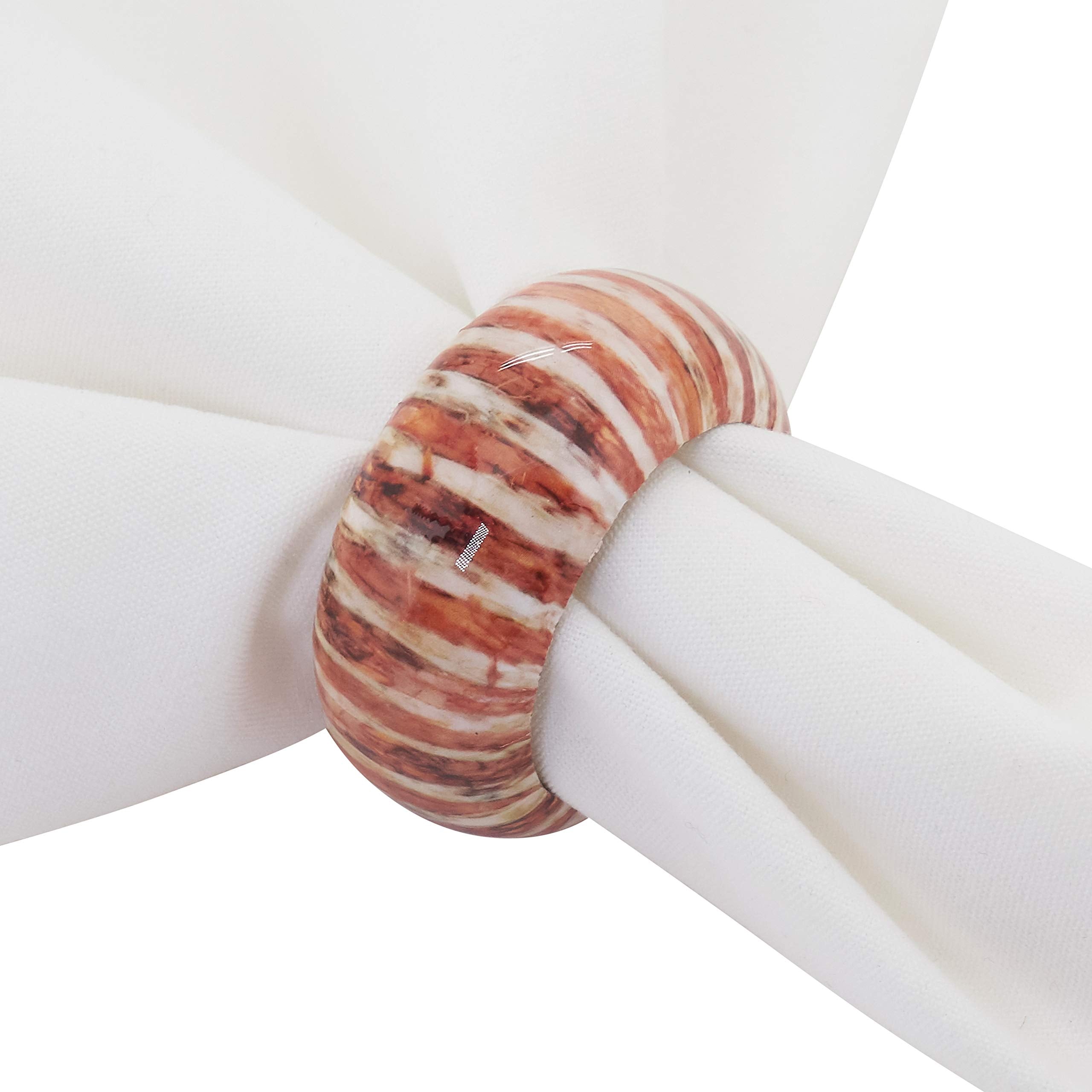 Striped Wood Napkin Rings (Set Of 4)