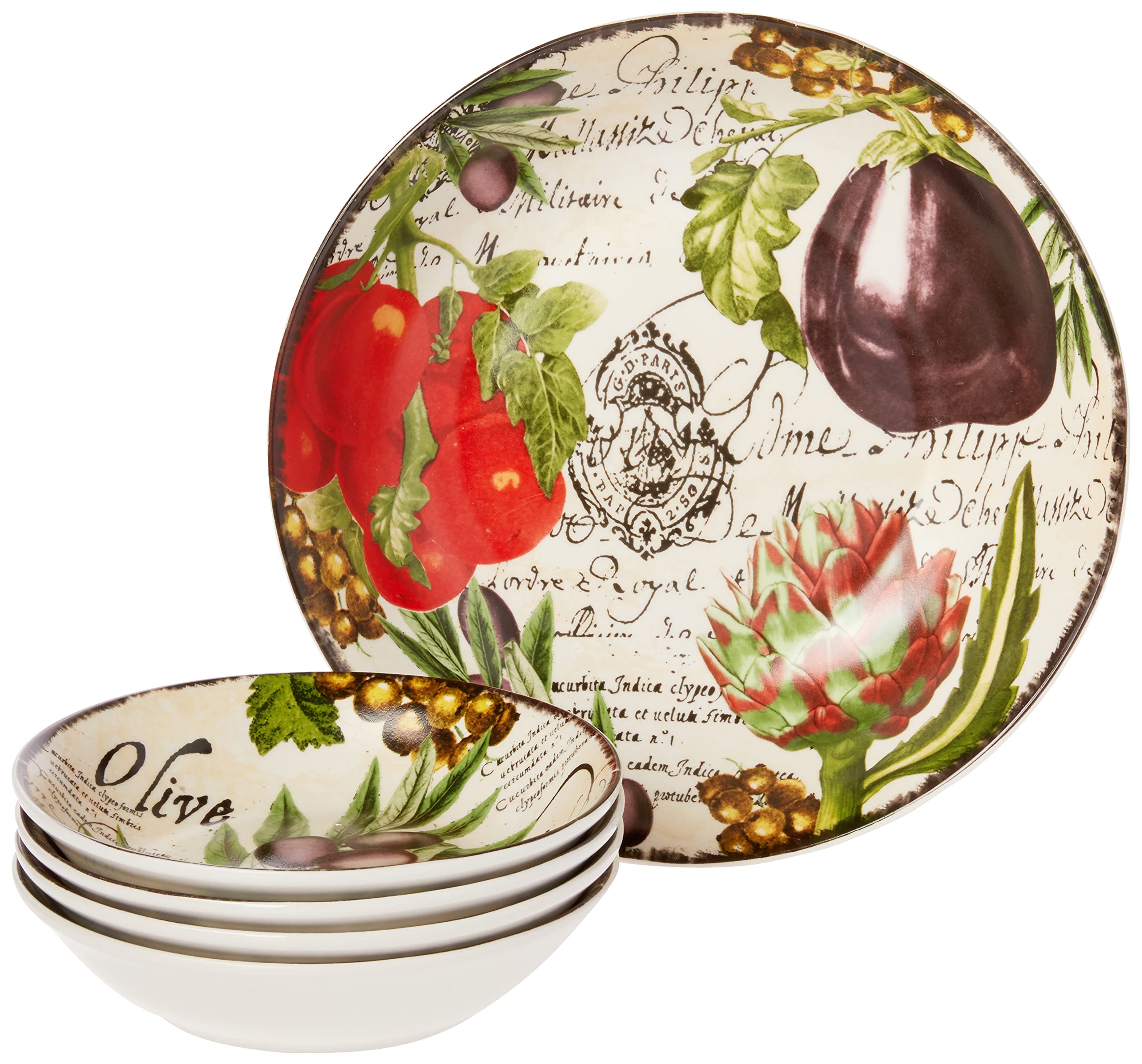 Certified International Corp Certified International Botanical Veggies Pasta Set, Multicolored, 5 Piece Set