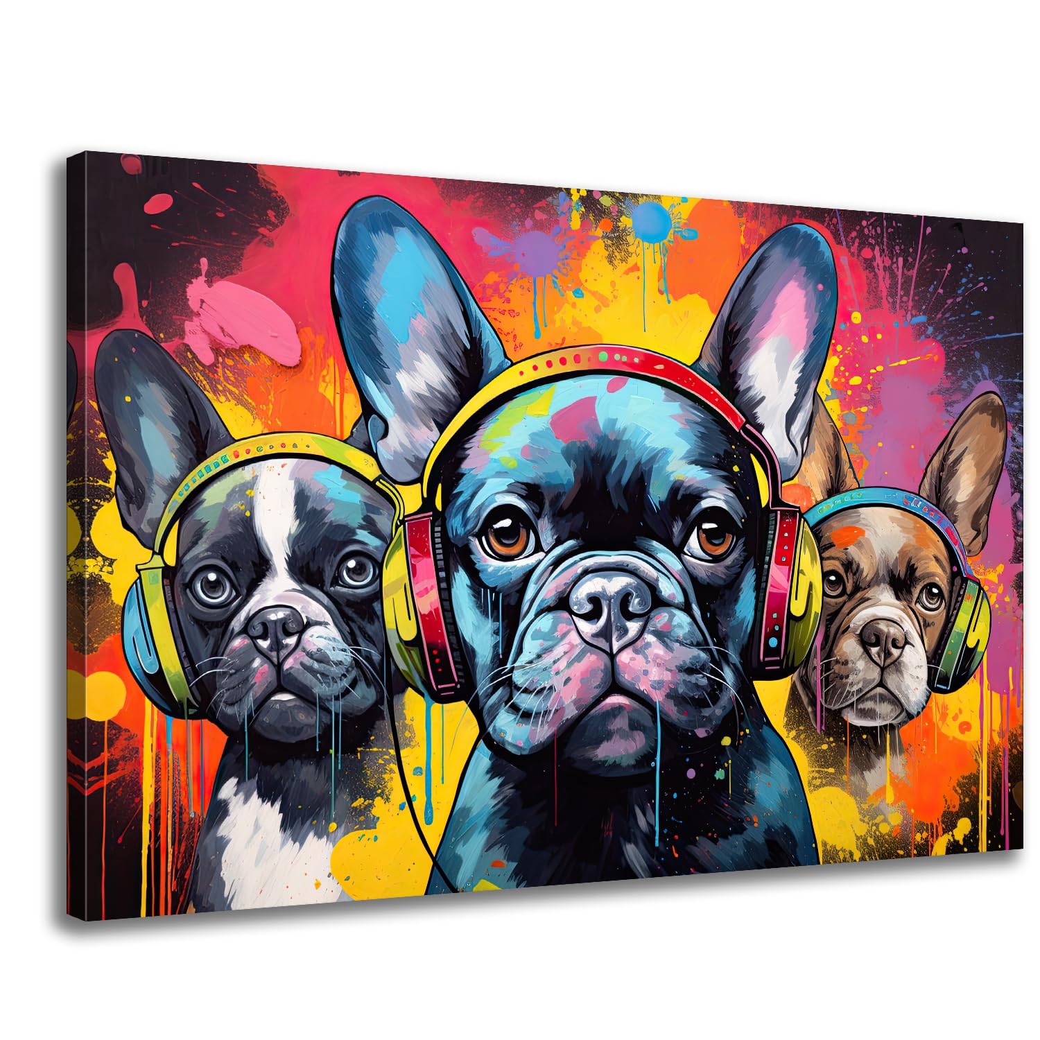Glokaka Wall Art, Funny Dog Graffiti Art Print, Waterproof Canvas, 18 X12, Bedroom Decor