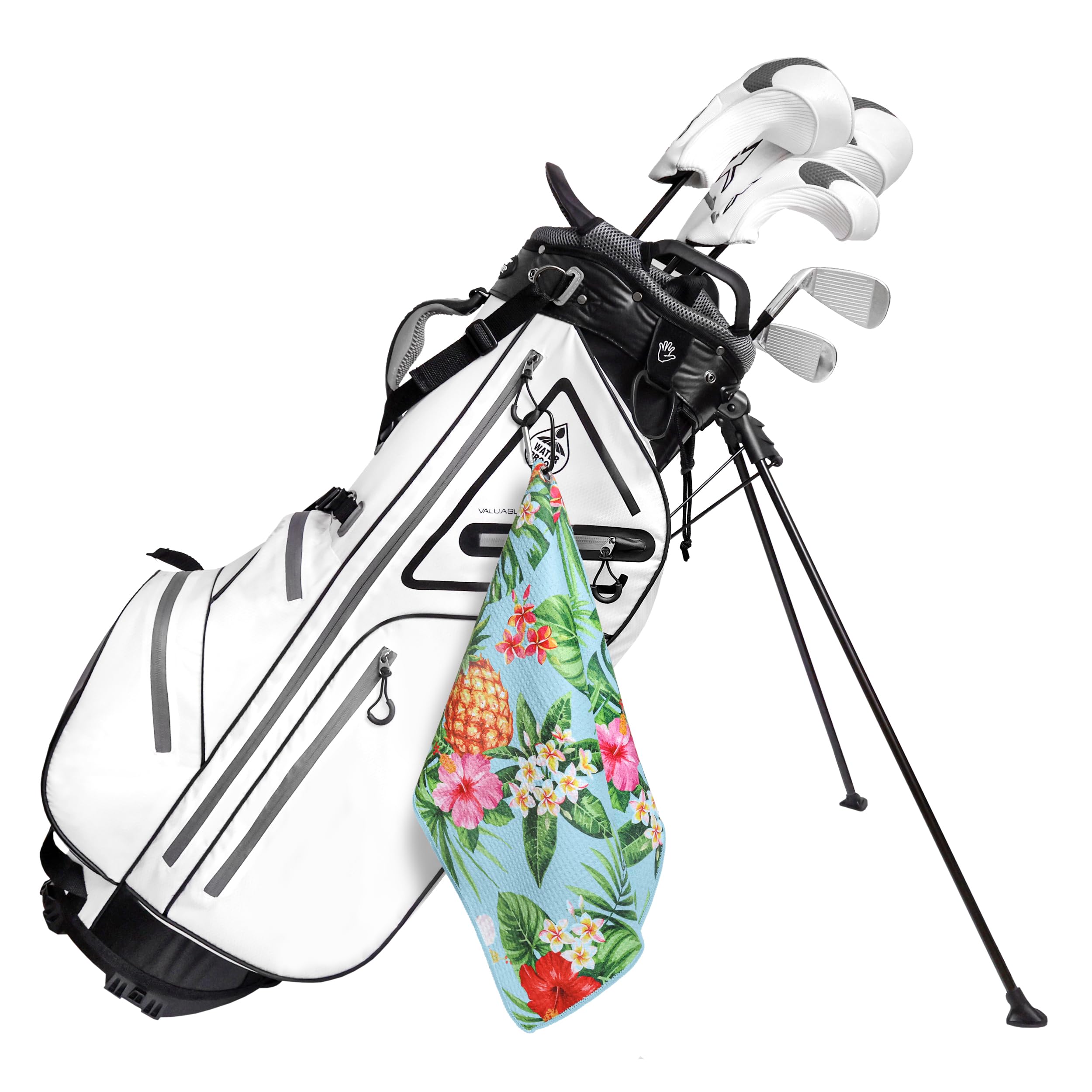 Playing It Forward Pineapple Tropics Golf Towel with Clip for Women and Men  Microfiber Waffle and Ball Towels  Set of 2
