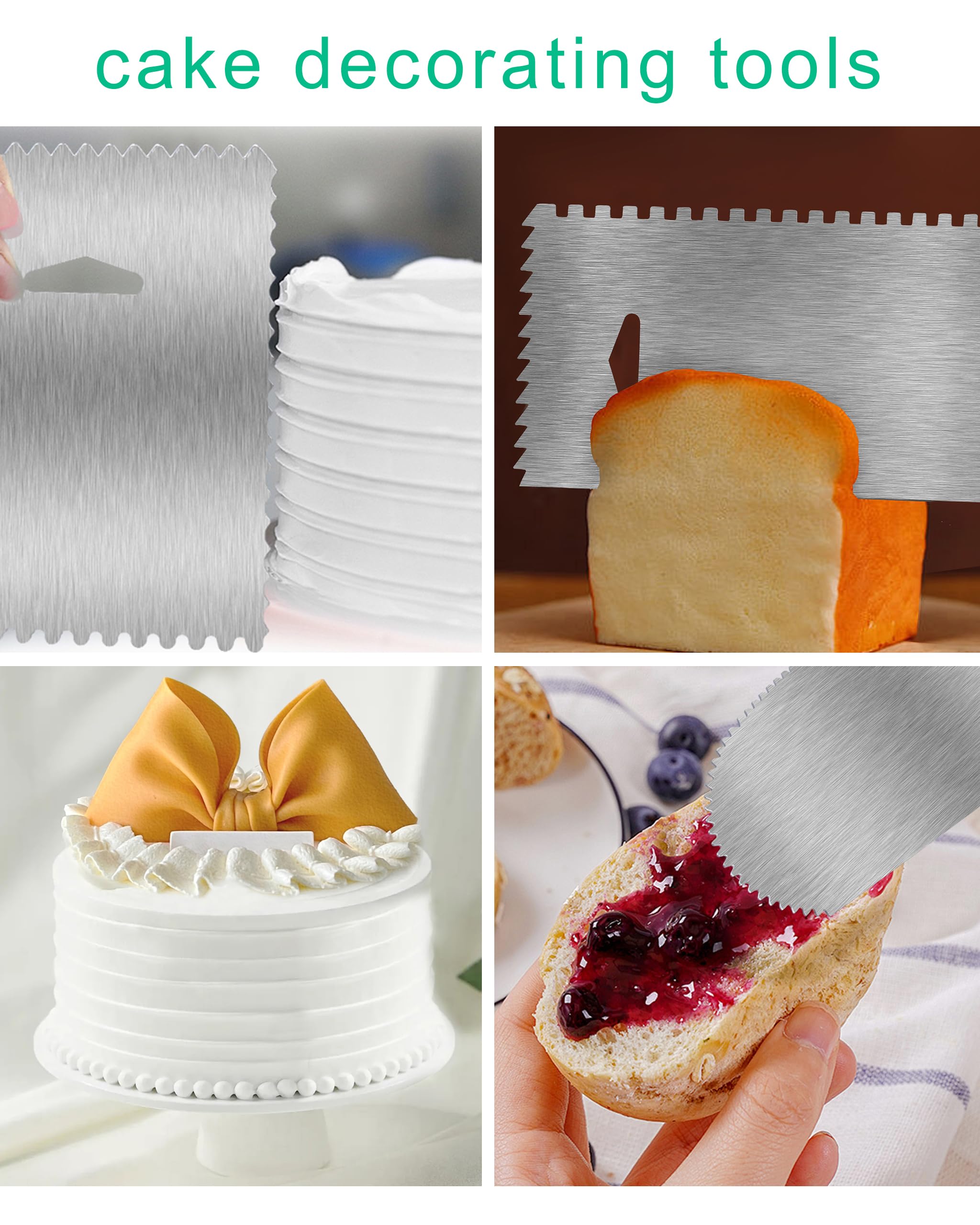 Yqboom New 6Pcs Cake Scraper 430 Stainless Decorating Comb And Icing Smoother