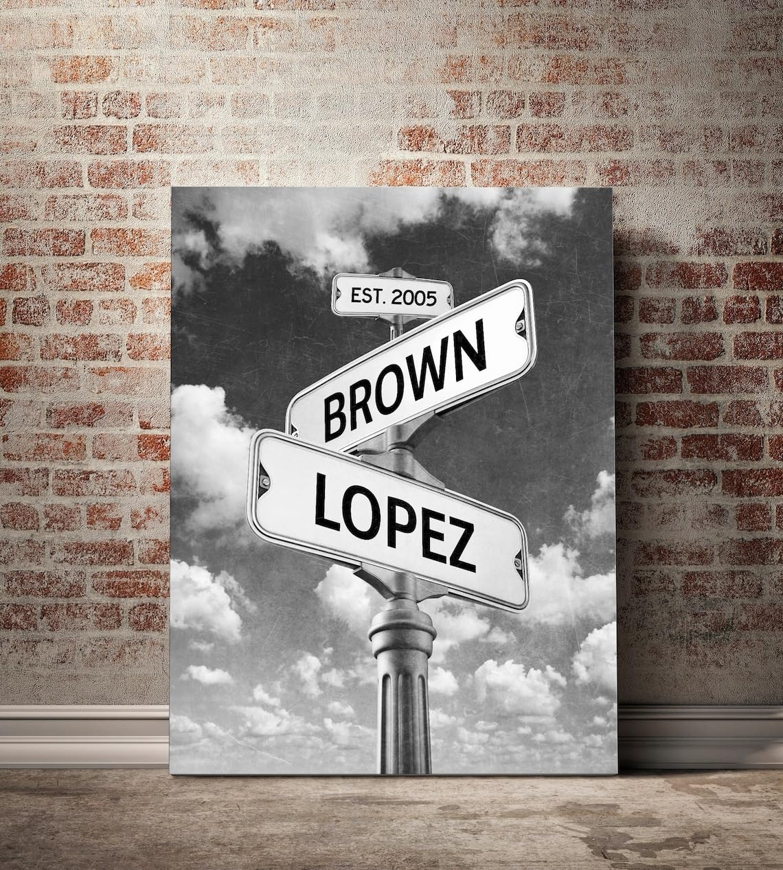 Vintage Any Names Street Sign Canvas Print, Wedding Old Street Sign Poster Print, Gift For Anniversary Wedding, Gift For Birthda