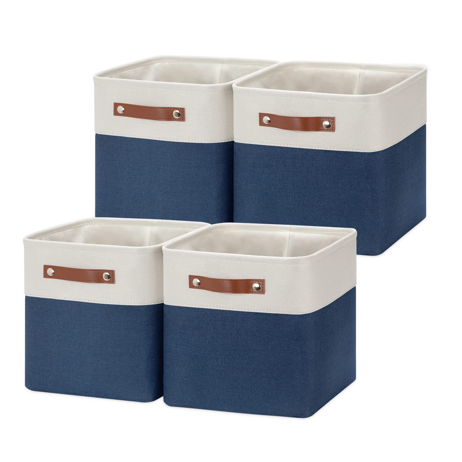 Hnzige Fabric Cube Storage Bins Basket For Shelves Set Of 4, Fabric Storage Cubes Baskets Closet Storage Bins For Cube With Hand