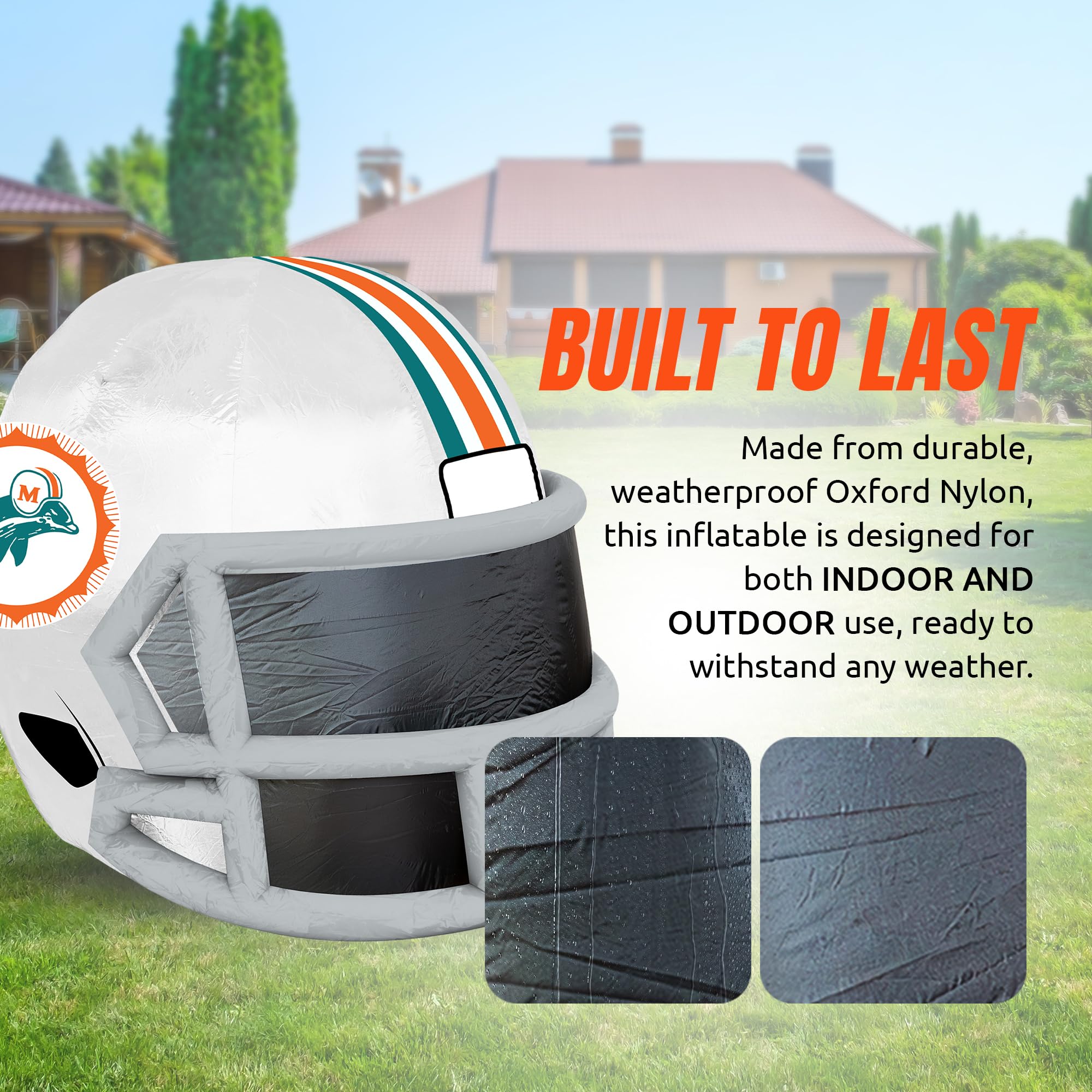 Sporticulture NFL Miami Dolphins 4ft Inflatable Retro Helmet with LED Lights & Built-in Blower - Merchandise Decor Ideal for Law