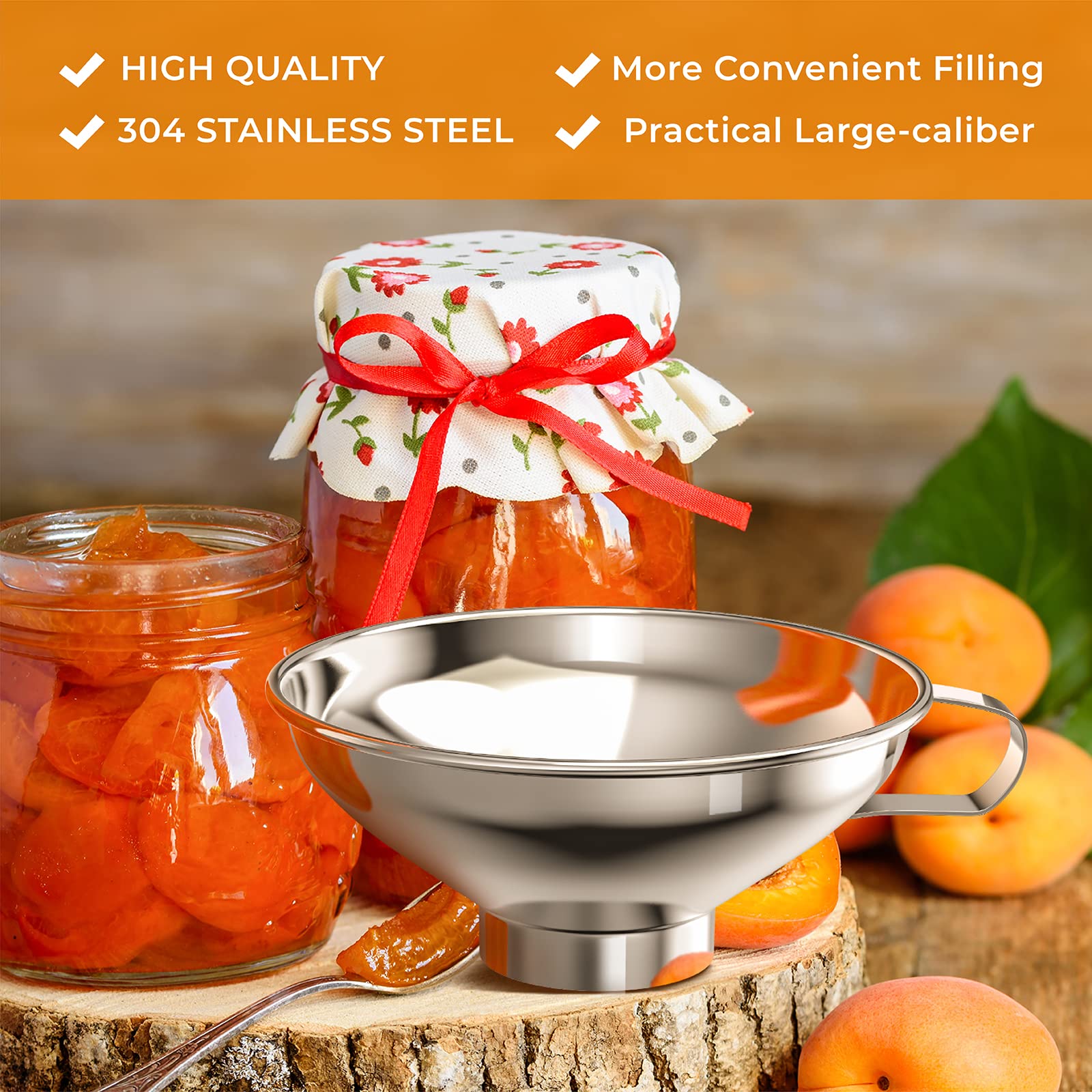 Pisol Canning Funnel For Kitchen Use, Wide Mouth Stainless Steel Funnel For Wide And Regular Mouth Mason Jar, Food Grade Metal F