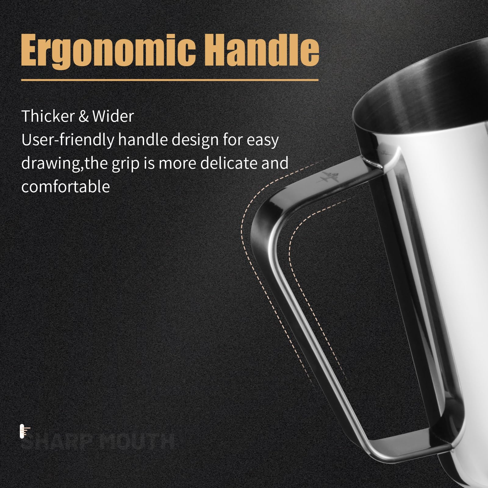 Mhw-3Bomber Milk Frothing Pitcher, 20Oz/600Ml Milk Frother Cup For Barista, Sus304 Stainless Steel Espresso Steaming Pitchers Fo