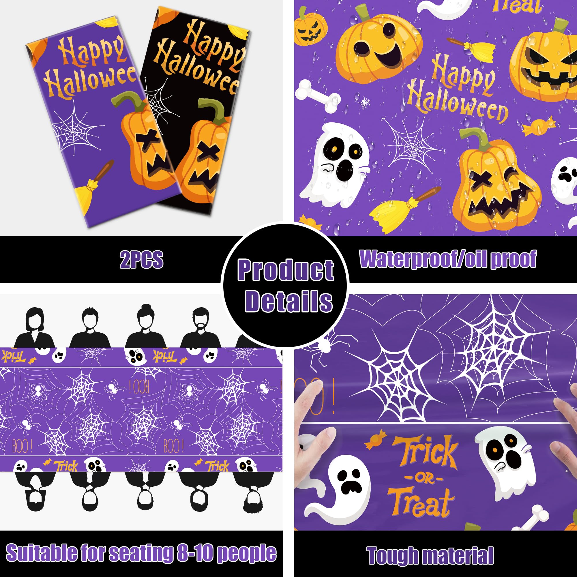 Ohome Halloween Decorations - Halloween Decorations Indoor Outdoor - Disposable Plastic Halloween Tablecloth | Halloween Party D