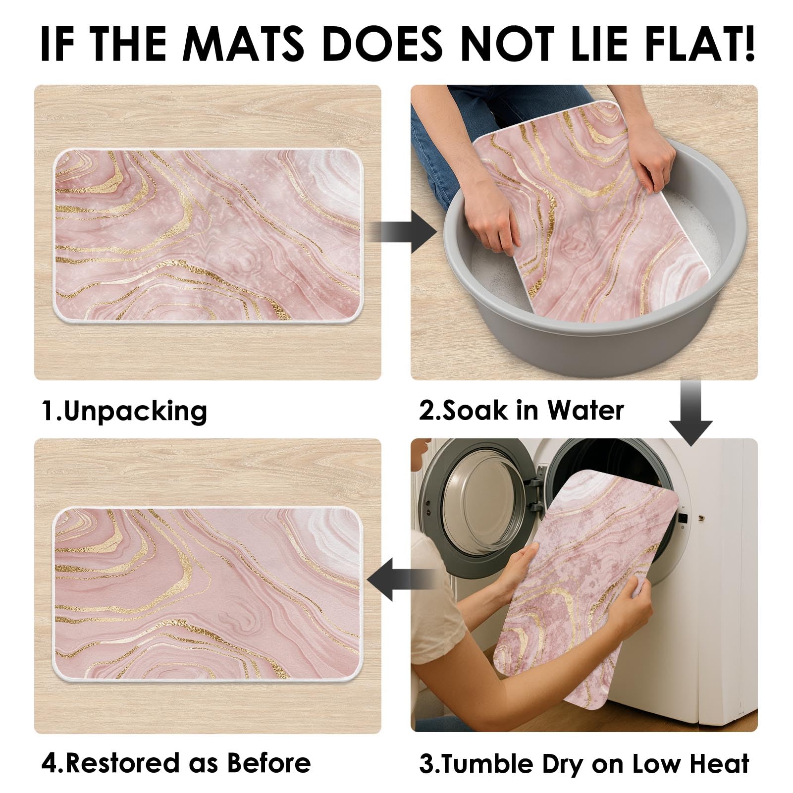 Britimes Bath Mat For Bathroom, Bathroom Mats Rugs No Silp, Marble Washable Cover Floor Rug Carpets Floor Mat Bathroom Decoratio