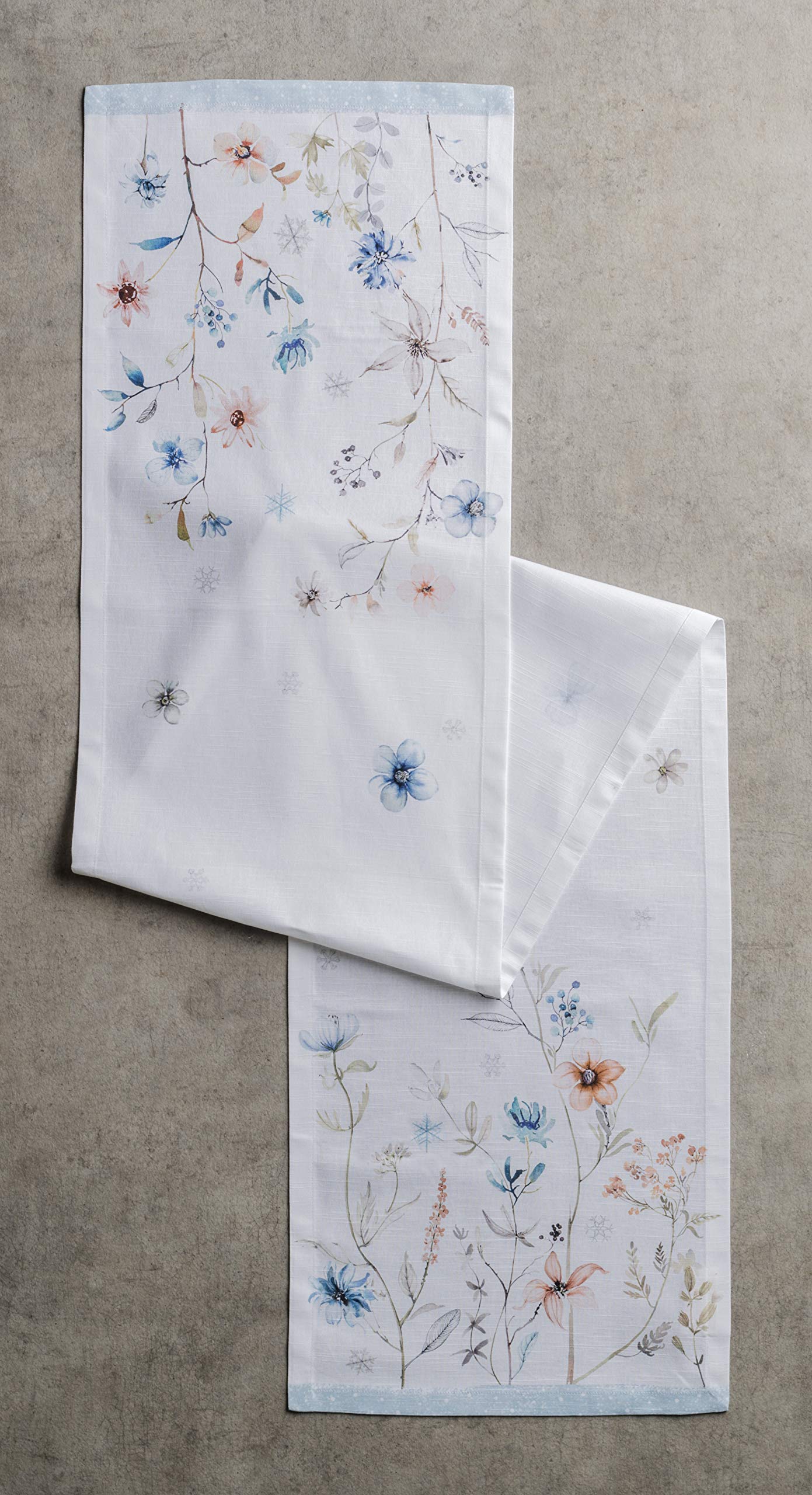 Maison D' Hermine Table Runner 100% Cotton 14.50Inch X 72Inch Decorative Table Runners, Dining, Kitchen, Parties & Camping, Ice