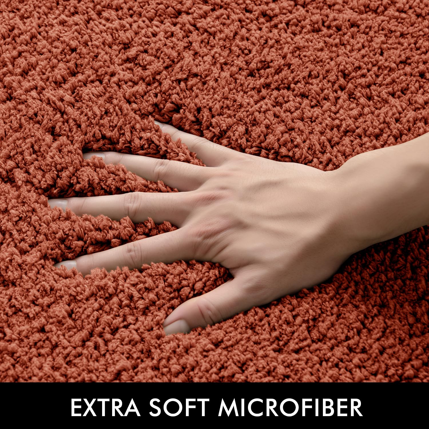 Miulee Fall Rust Microfiber Bathroom Rugs And Mats Sets 2 Pieces Extra Thick Non Slip Bath Mat And U-Shaped Contour Toilet Rug F